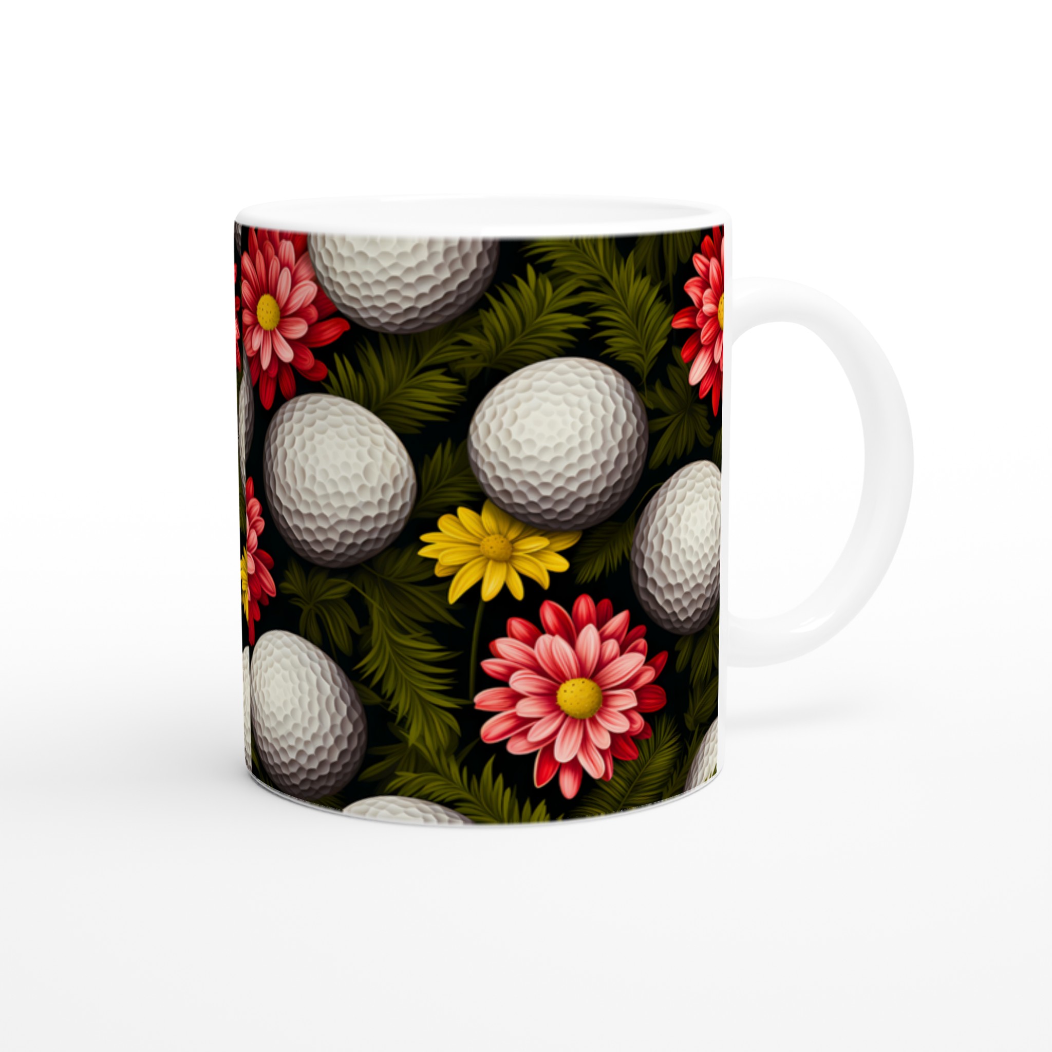 Golfboll & Blomma Keramisk Mugg - 11oz Elegant Design i Olika Färger 9 377d6efe-83a9-4ca9-9286-5c3e5c7f0534