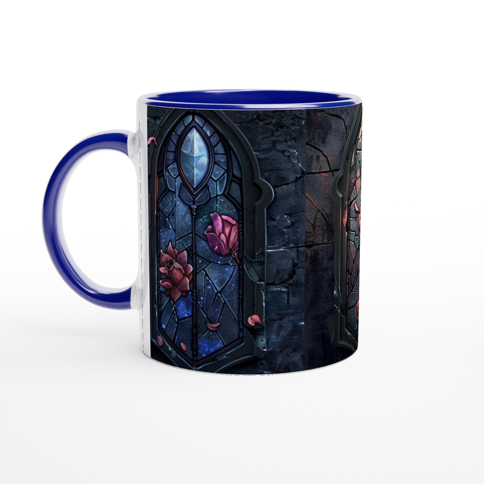 Vit 11oz keramisk mugg med dramatisk glasmålningsinspirerat motiv i flera färger 4 37ce8510-b9bf-4d84-bcef-fb0db5f96d0f