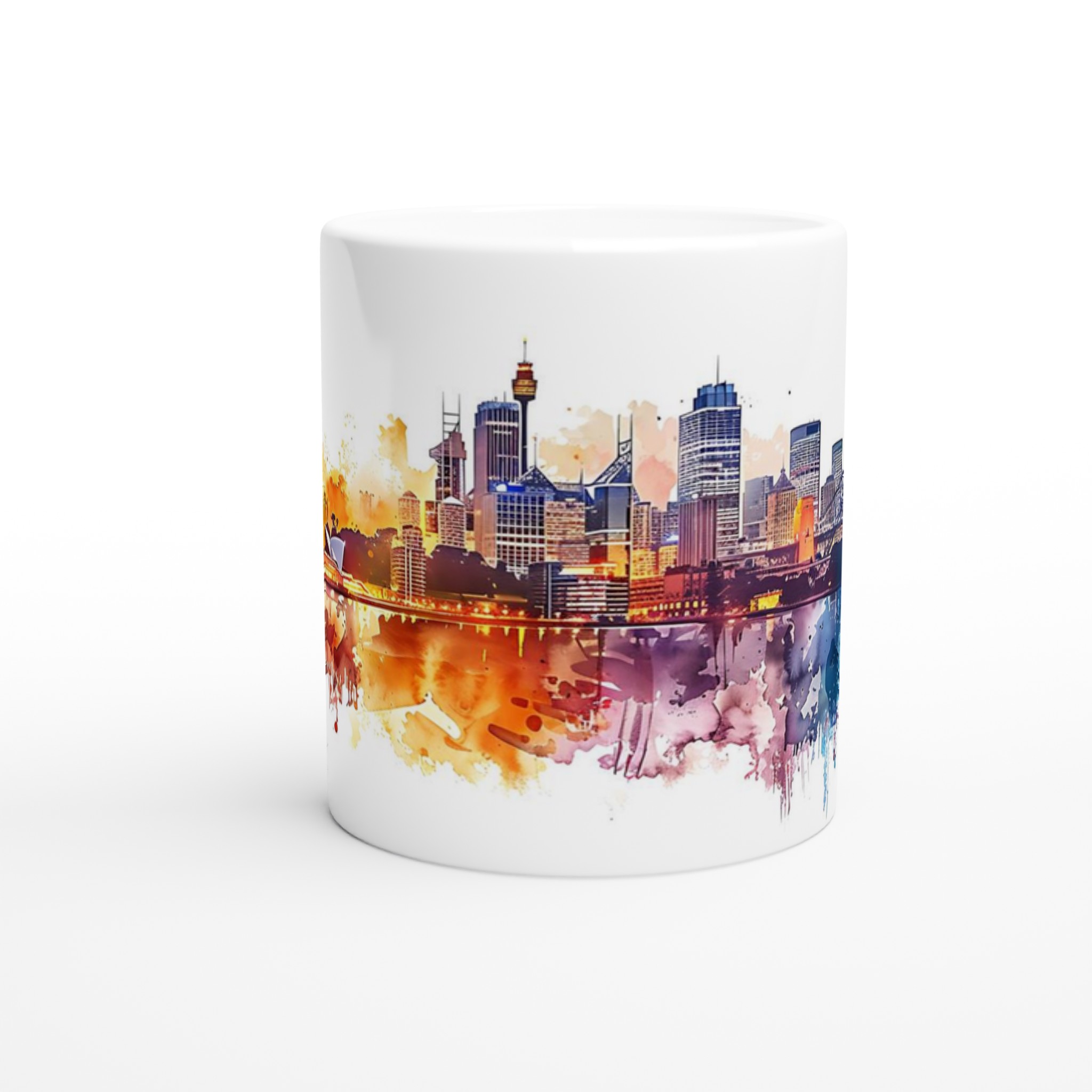 Sydney Skyline Akvarellmugg – Konstnärlig Siluett av Operahuset och Harbour Bridge 8 381538e0-8391-4e8e-9ec7-d9edbc8efc62