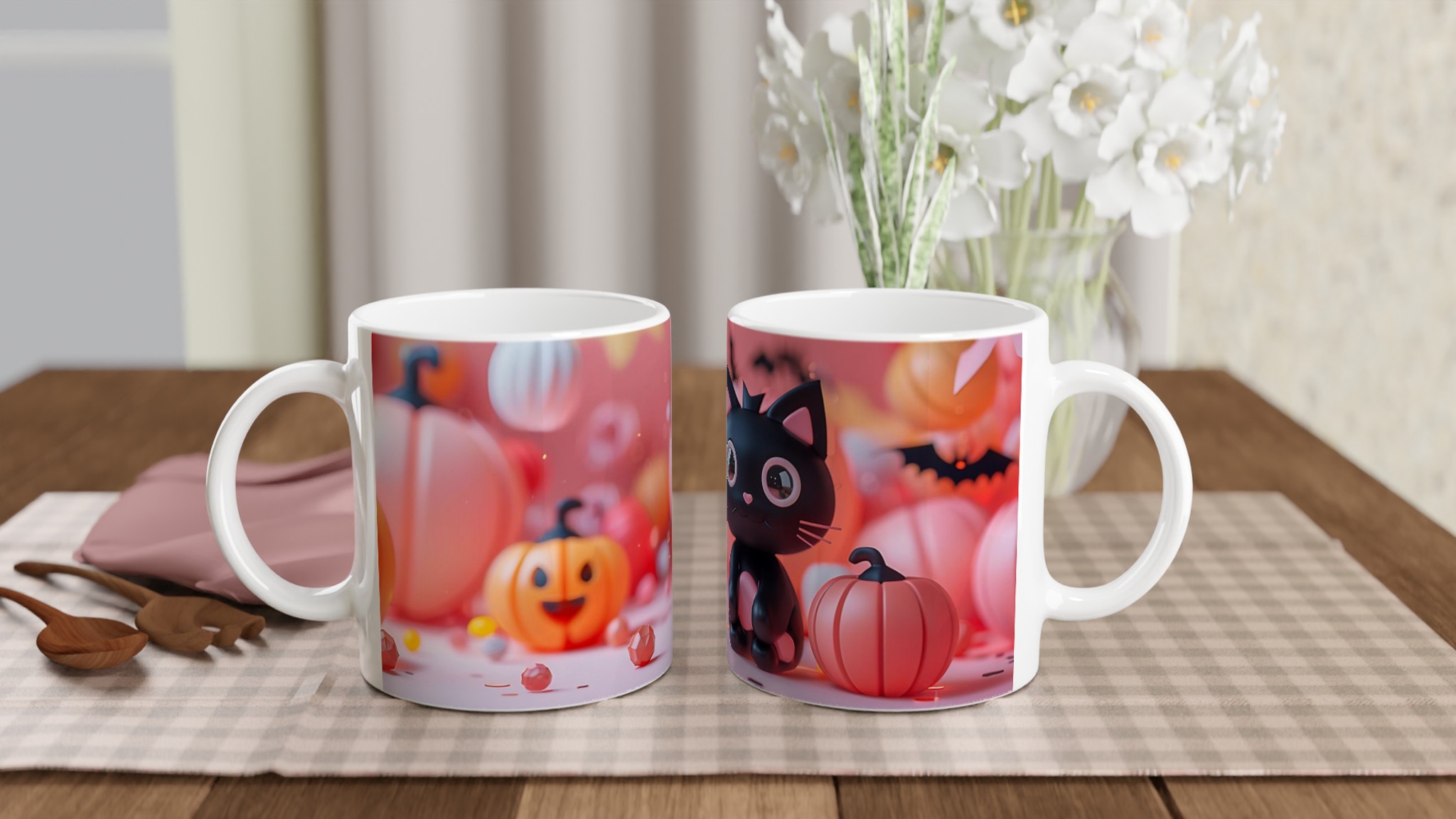 Söt Halloween Mugg – Lekfull Design i Pastellfärger, 11 oz Keramisk Kaffekopp för Alla Åldrar 10 382b12ba-59c9-4fa5-b7f0-d03d4791612c