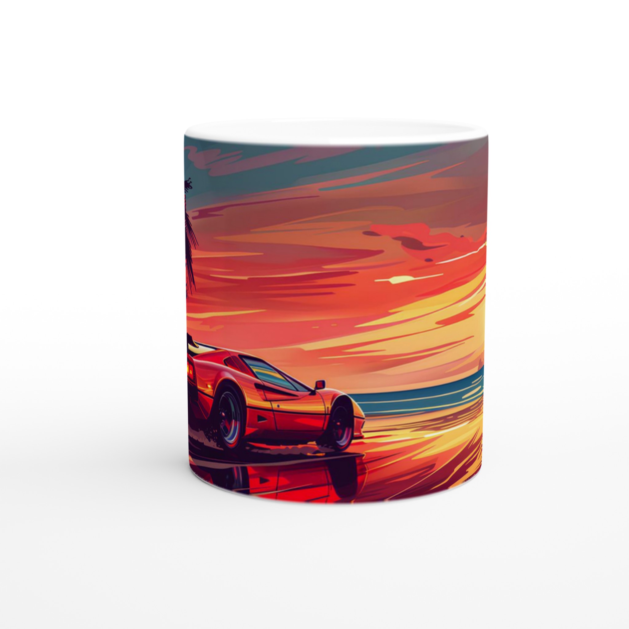 Retro Sunset Sportbil – 11oz Keramikmugg i ditt val av 7 levande färger 8 383af12c-c7b8-4385-9fed-e3e222ce4460