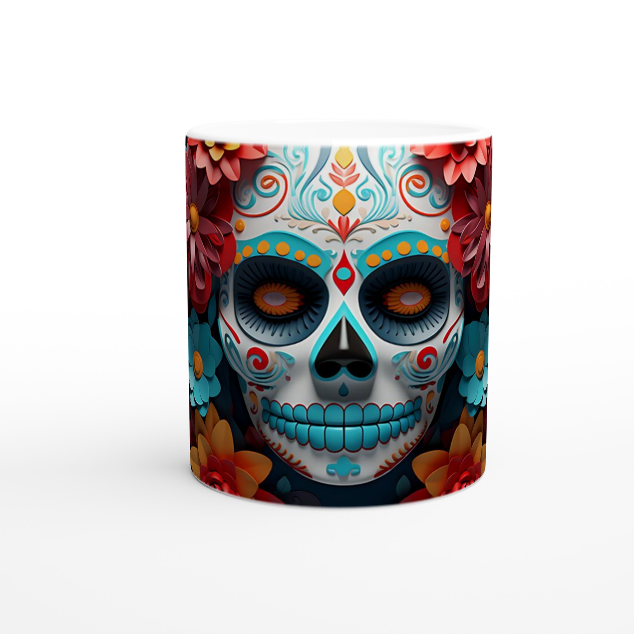 Färgsprakande Sugar Skull Keramikmugg – Perfekt för Día de los Muertos & Festliga Stunder, Välj din färg! 8 384459be-48b0-4f58-be5a-1c36a5274ed2