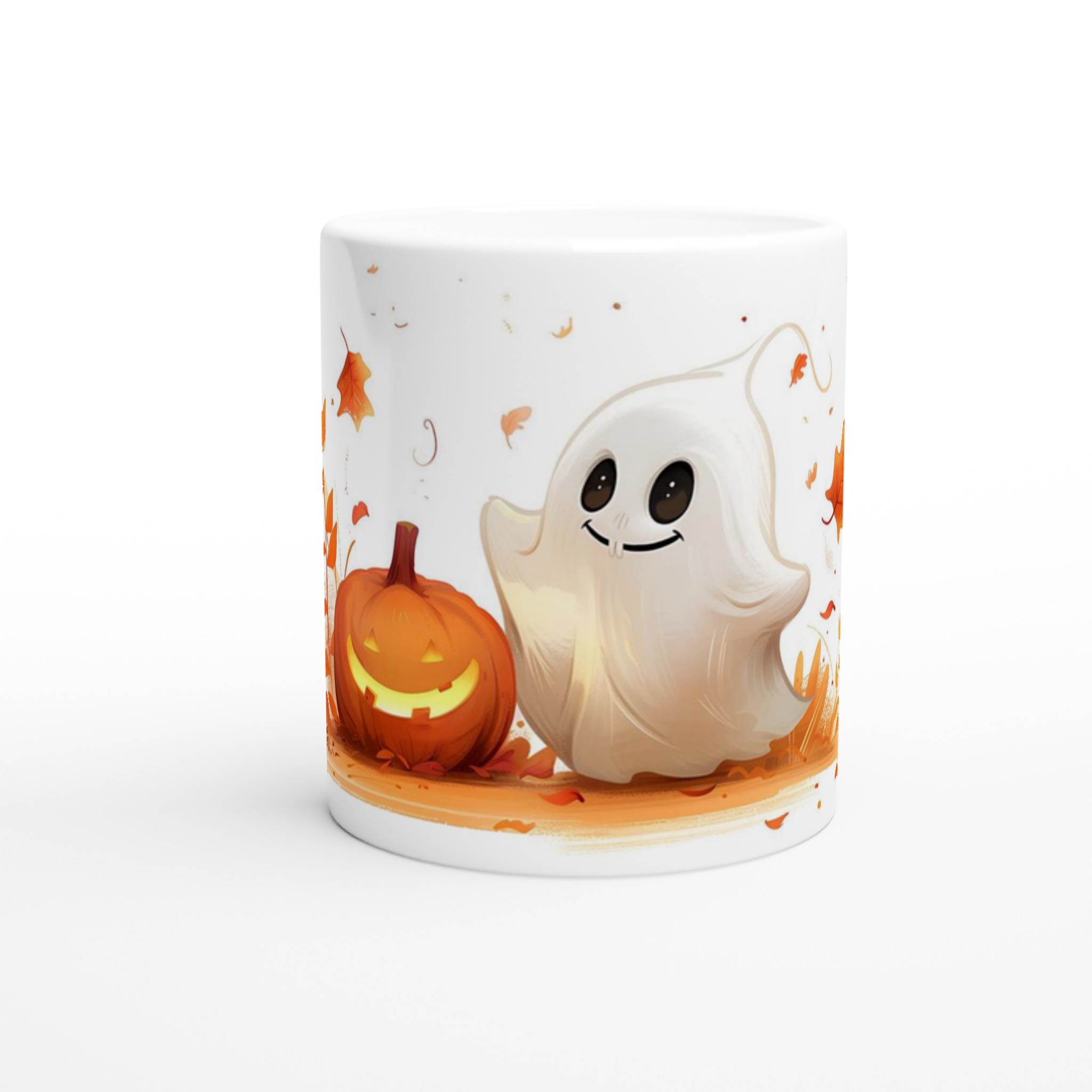 Busig Halloween Mugg - Söt Spöke & Pumpa i Höstfärger | 11oz Keramisk Kaffemugg 8 3a2fa48a-dda6-4703-96d6-f8d523d458c6