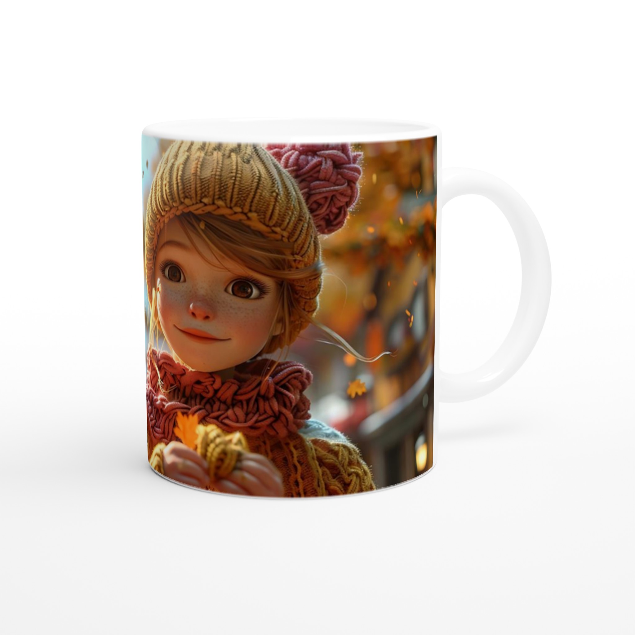 Höstmys Mugg - Charmig Höstflicka & Fallande Löv - 11oz Keramikmugg i Valfri Färg 9 3a4ac01b-bb4c-4eb0-8446-661013929d5b