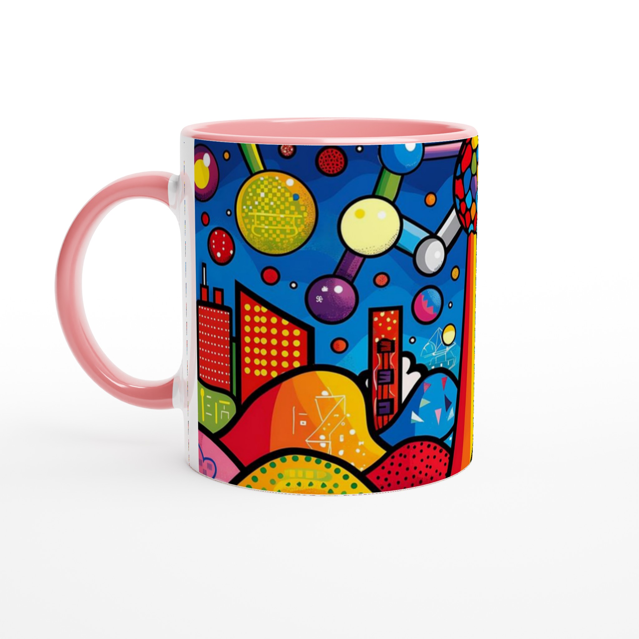 Abstrakt Pop Art Keramikmugg – Färgglad stadsvy & kosmos 11oz 6 3b9cc1a7-1262-4fb7-b1bb-3e827af19e60