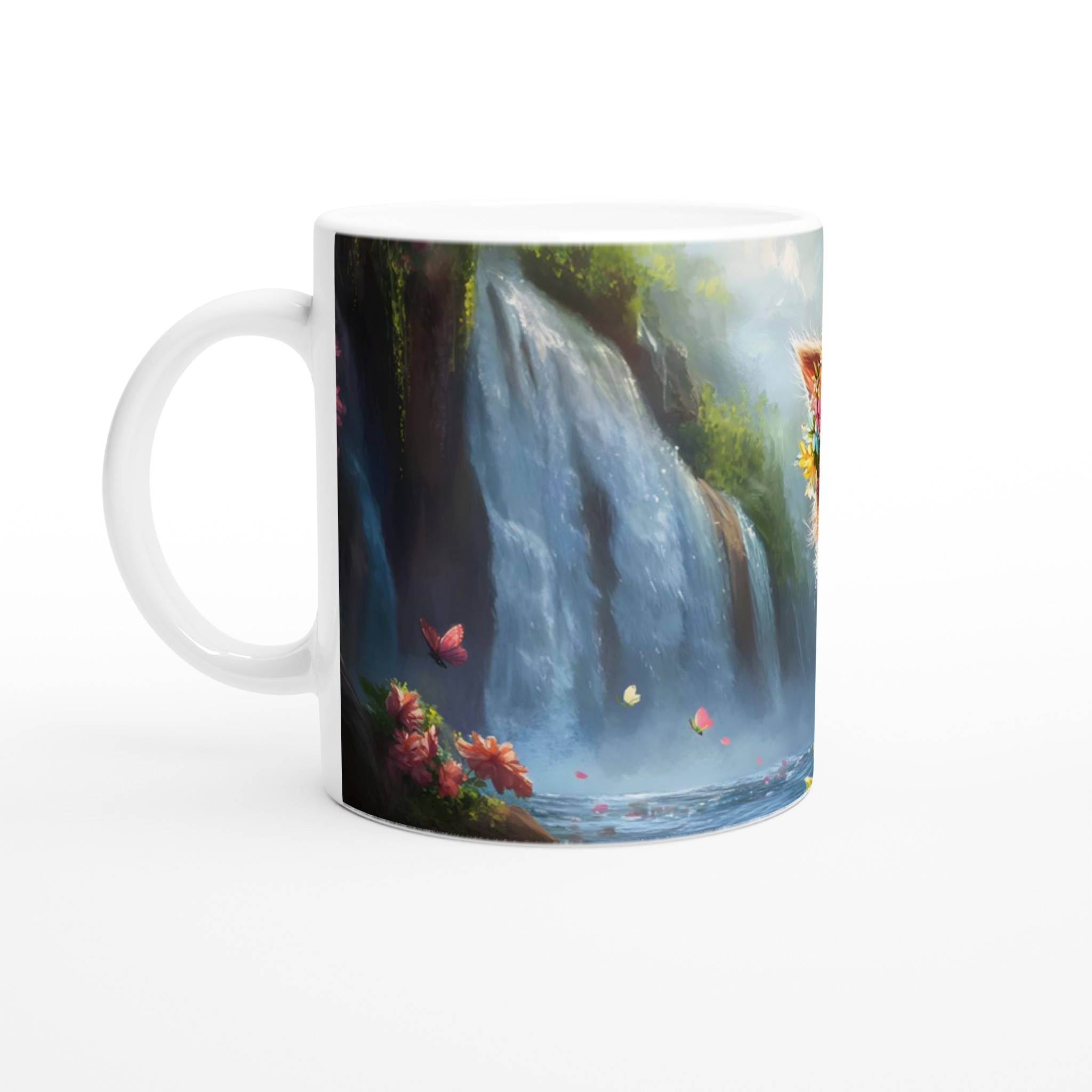 Mugg med Blomsterkrans Katt – En Bedårande Vän för Kaffet. Välj bland 7 Förtrollande Keramiska Färger! 1 3bab51a1-b163-417d-a7ce-00814a497975