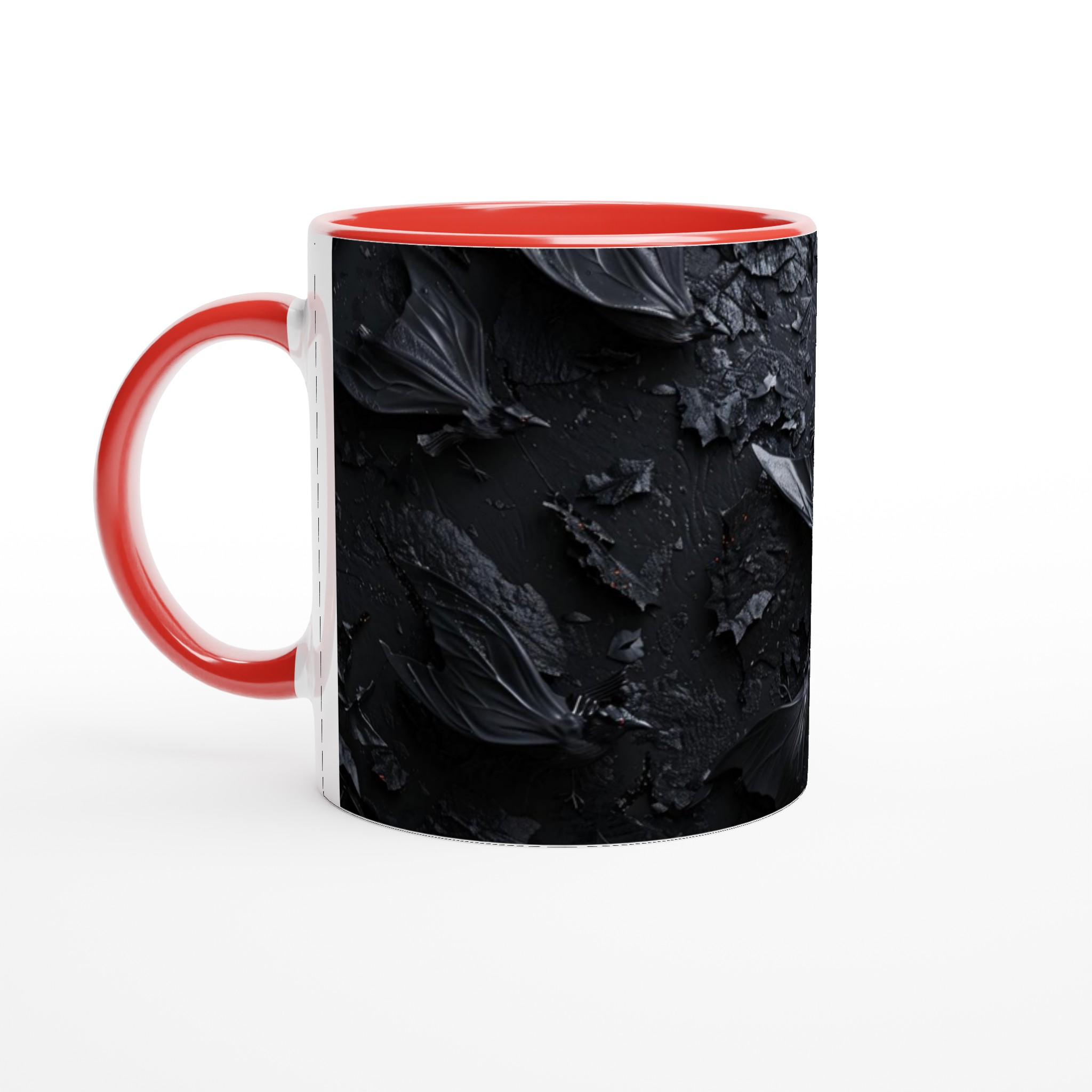 Vit 11oz keramisk mugg med dramatisk svart fågelmotiv – välj bland sju levande keramfärger 2 3bba6987-808e-49b1-bdaf-2695094578fd