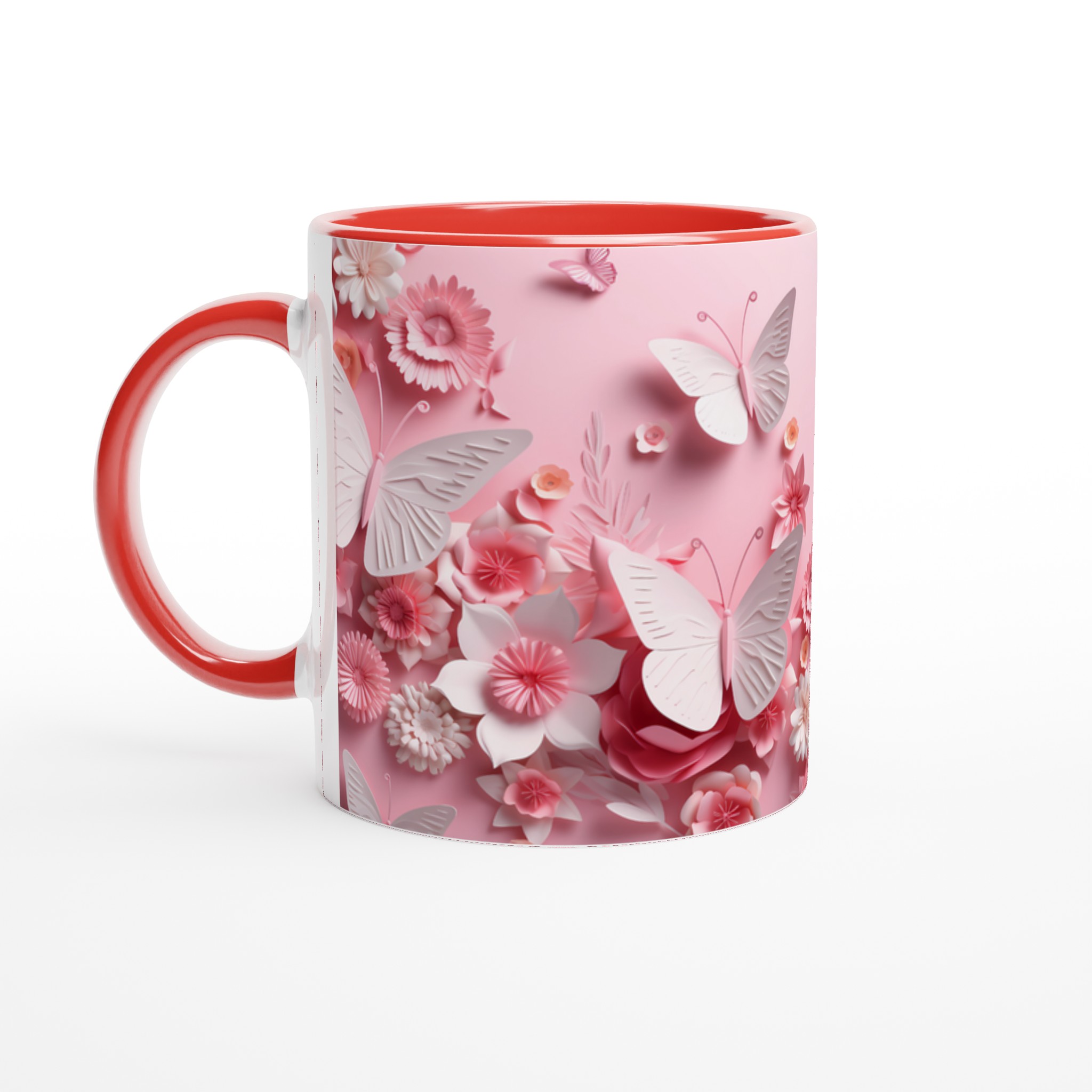 Pastellrosa Papper Butterfly Mugg - 11oz Keramikmugg i ditt val av 7 färger 2 3c5e84ea-f1d1-4be1-8448-e8735097093a