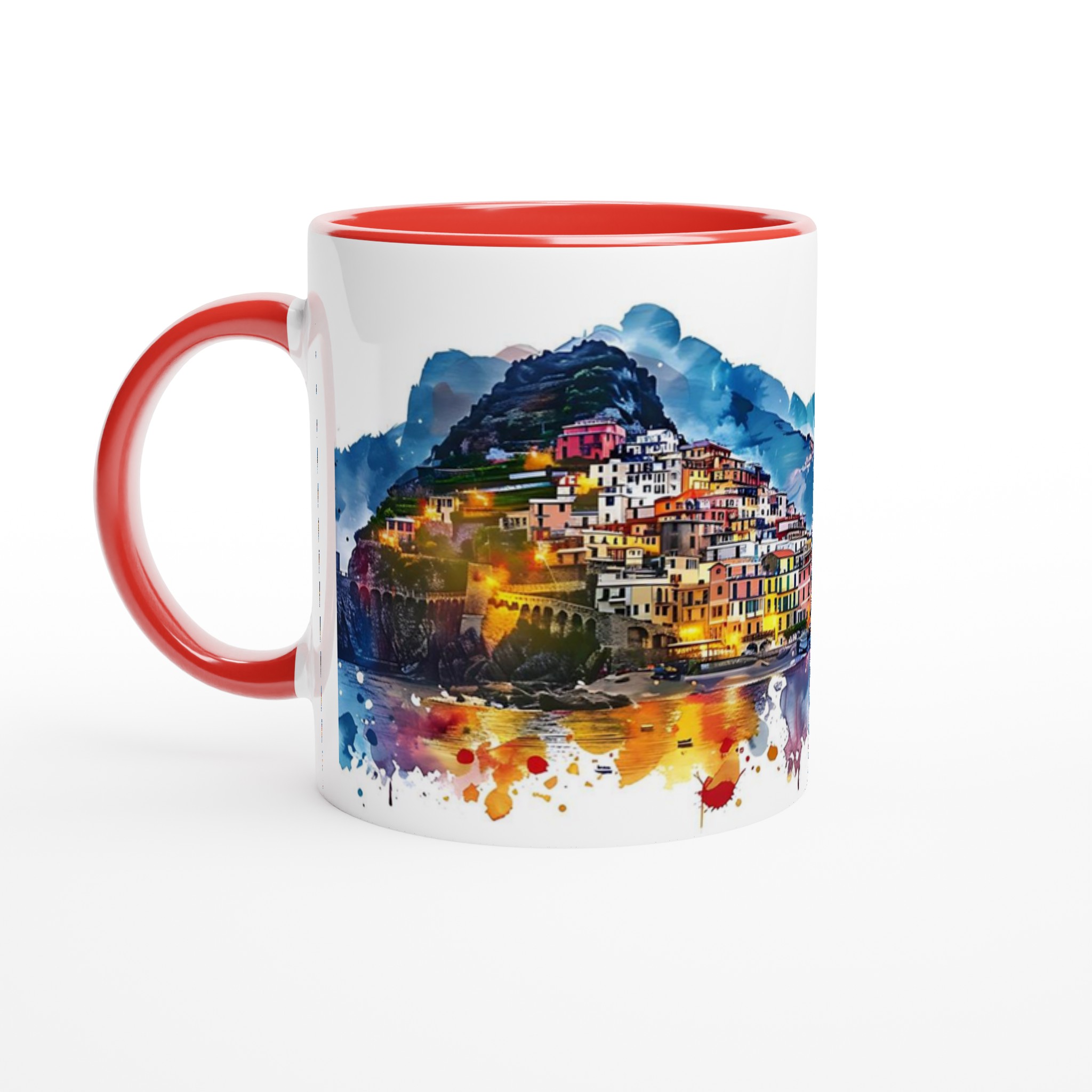 Italiensk Kustby Akvarell Mugg - Färgstark Keramikmugg, 11oz 2 3d4a42ad-4b4a-4a15-8895-d8dcf2df73fe