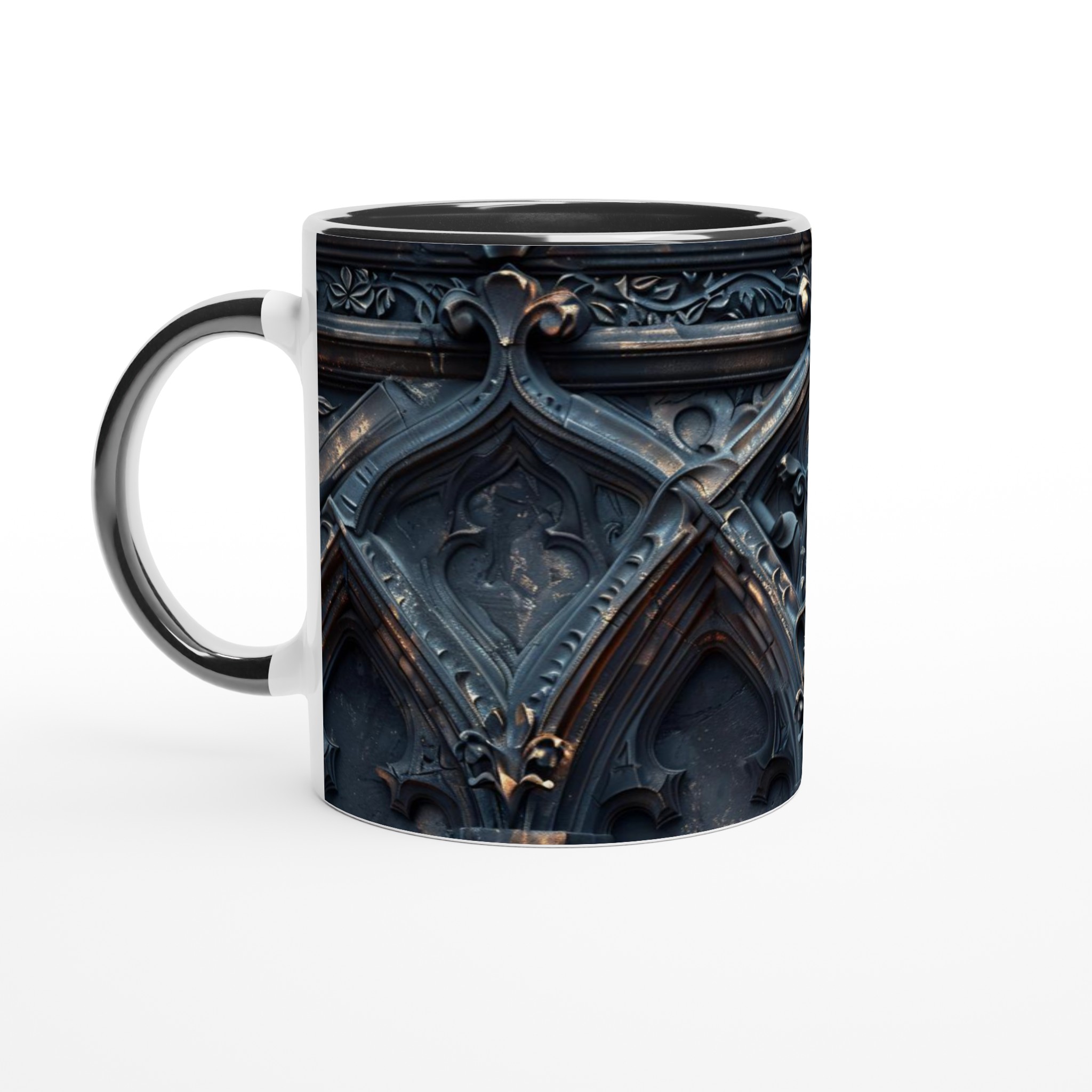 Gotisk Elegans: Mörk Blå och Guld Detaljerad 11oz Keramisk Mugg – Välj bland 7 Färger! 7 3dedb48c-75db-436e-a315-deb8d64b6c62