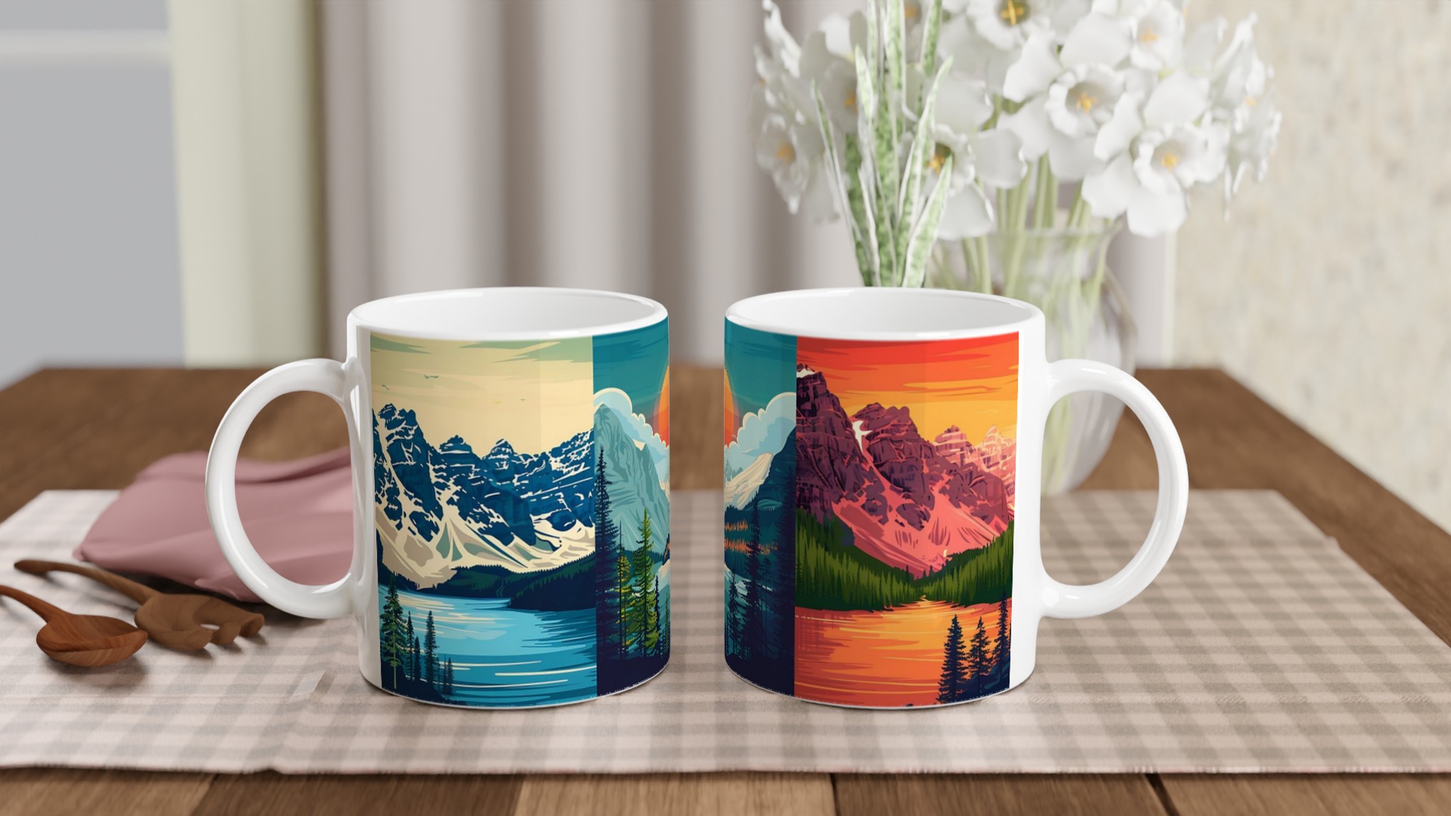 Naturlandskap Keramikmugg - Vintage Bergsutsikt i Flera Färgval 10 3e4c4f81-d663-4869-ab45-123c67cee99e