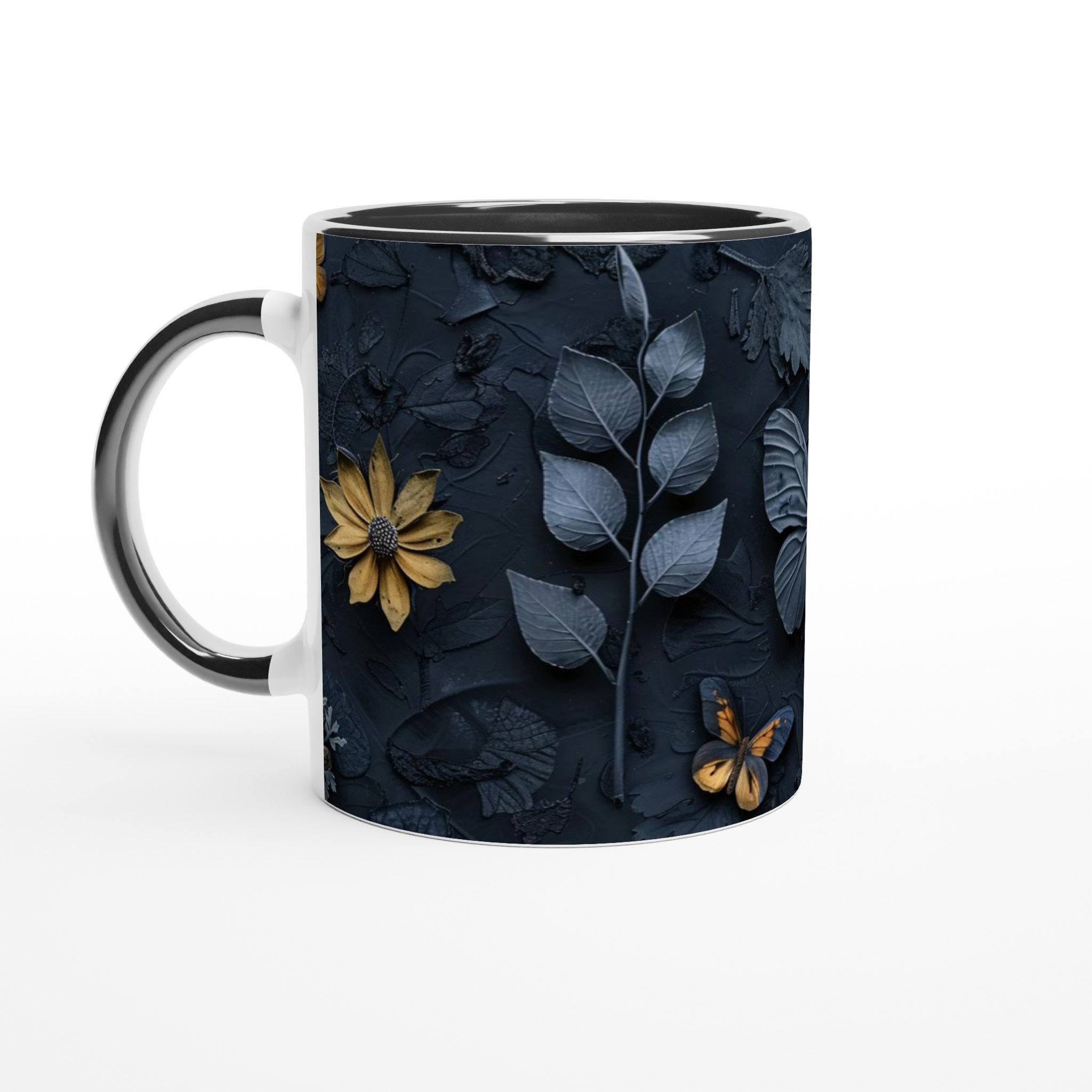 Elegant Vit 11oz Keramisk Mugg med Stilfull Mörk Blå & Gyllene Naturdesign – Finns i Flera Färger 7 3e5f5ed0-b769-4fce-a4f7-1047ed7e77bb
