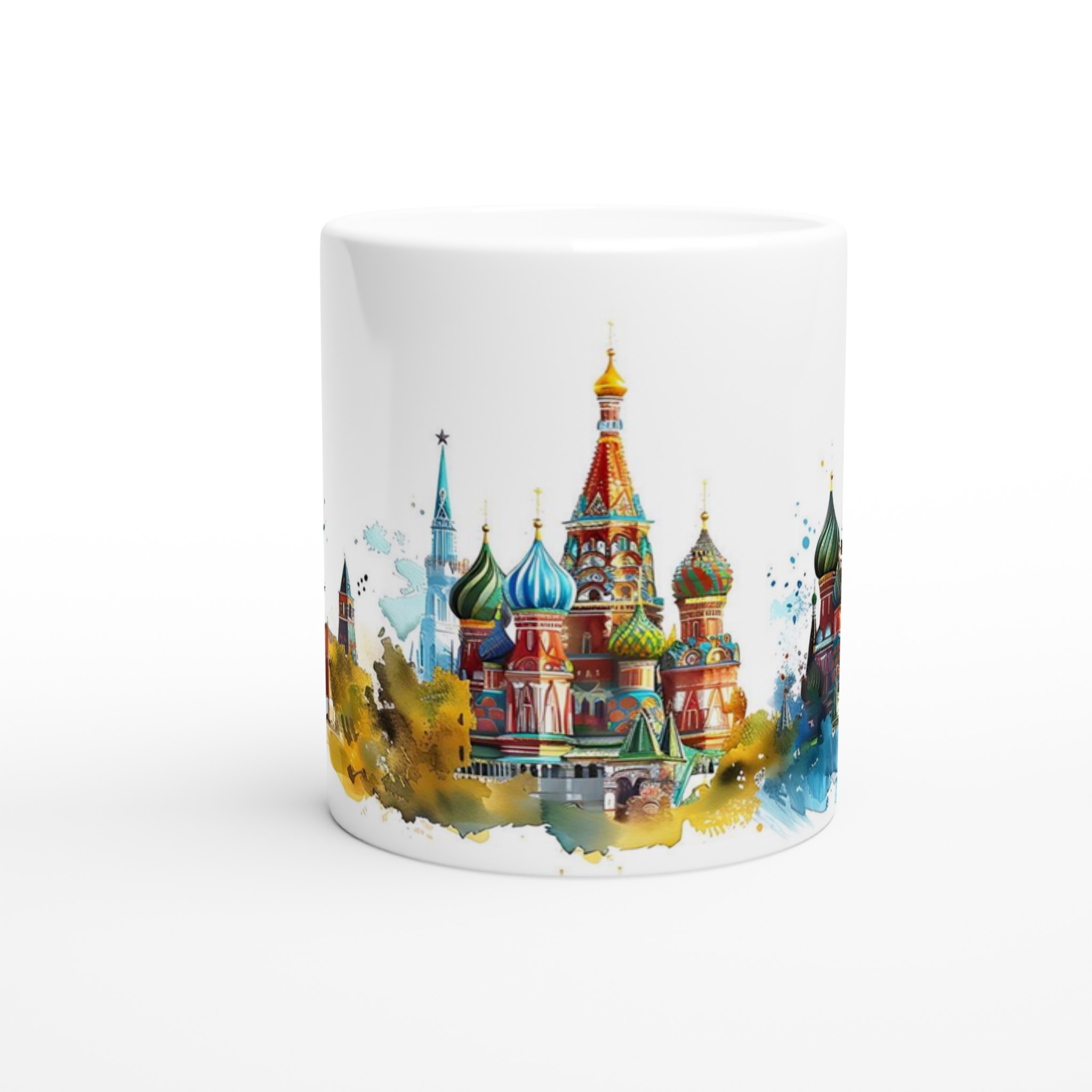 Historisk Skönhet: 11oz Keramikmugg med Akvarellkonst av Moskvas Kreml & Vasilijkatedralen 8 3ec6cb56-503c-4e36-bdb5-abafc0441f43