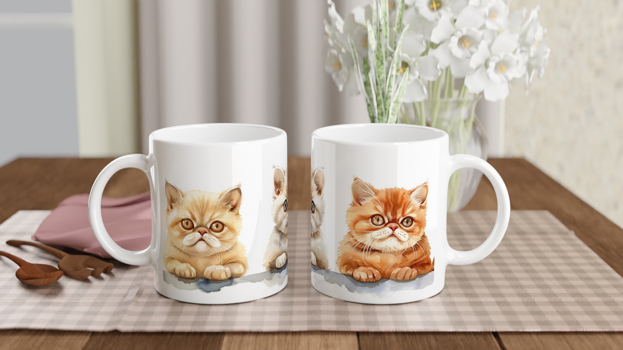 Söta Vattenfärgs Katter 11oz Keramisk Mugg – Personlig Kaffemugg i Ditt Val av Färger 10 3ed4d796-1c78-46cc-8d5d-f39c36ffb4ec