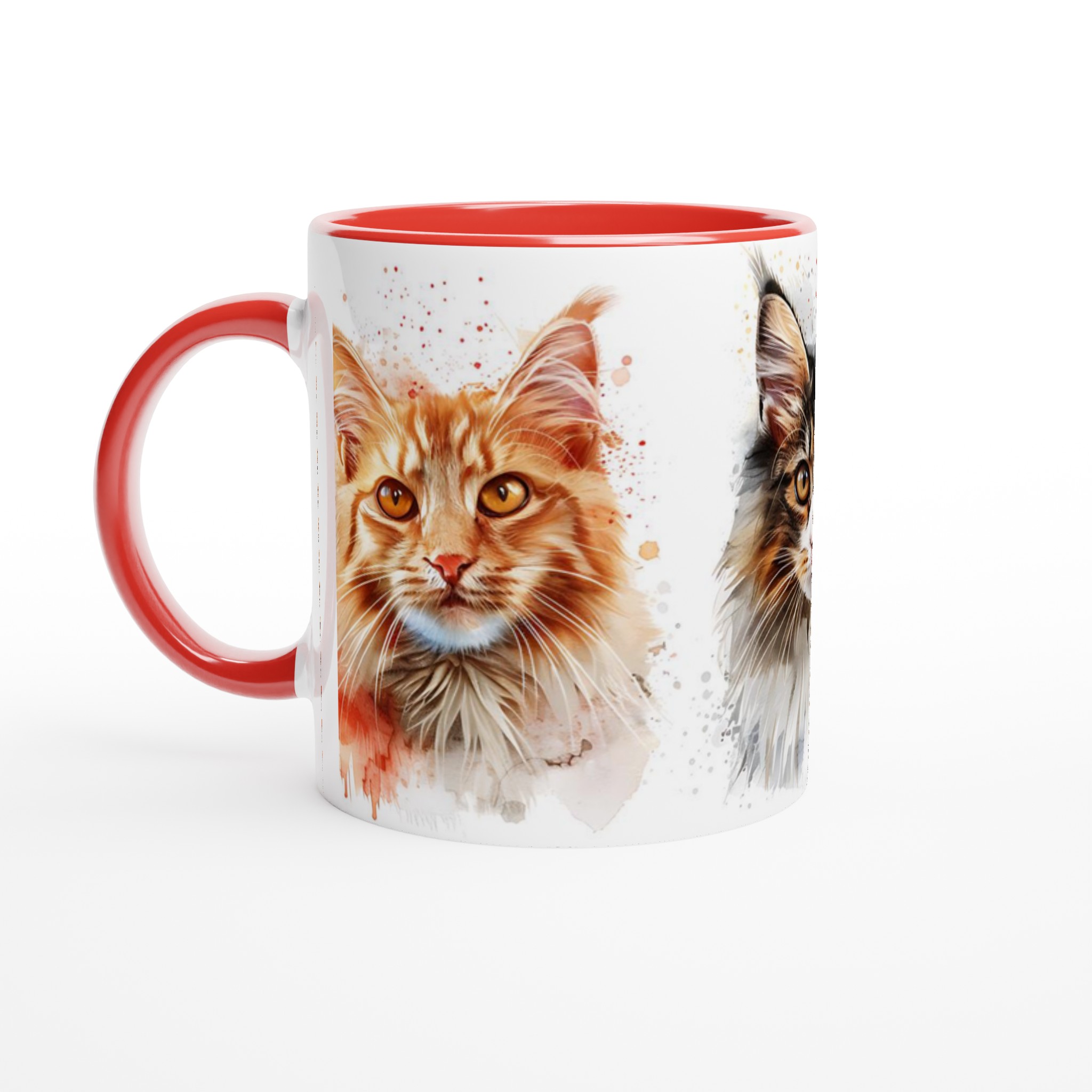 Kattansikten i akvarell – 11 oz keramikmugg i ditt val av sju färger 2 3ef8054b-f68c-4d9a-a7d5-f52d83705603