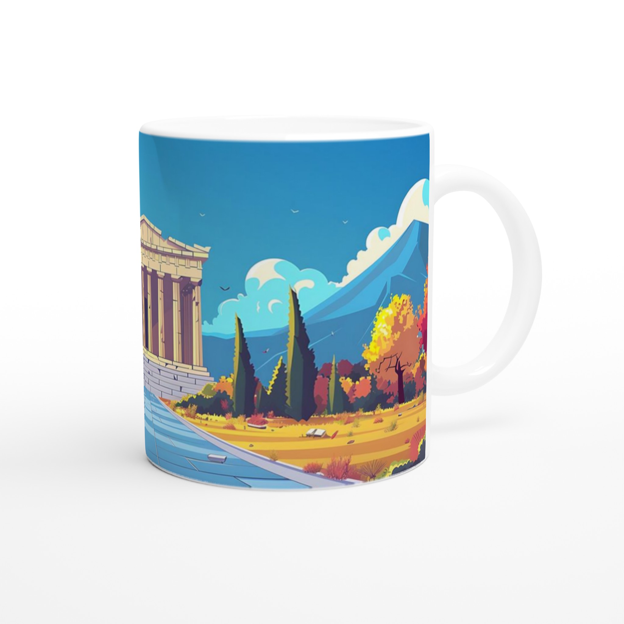 Grekisk Tempel Konst Mugg – 11oz Keramikmugg i Klara Färger för Kaffe & Te 9 3f4d01e7-26e1-4f04-8e6a-4fdcb8f454ba