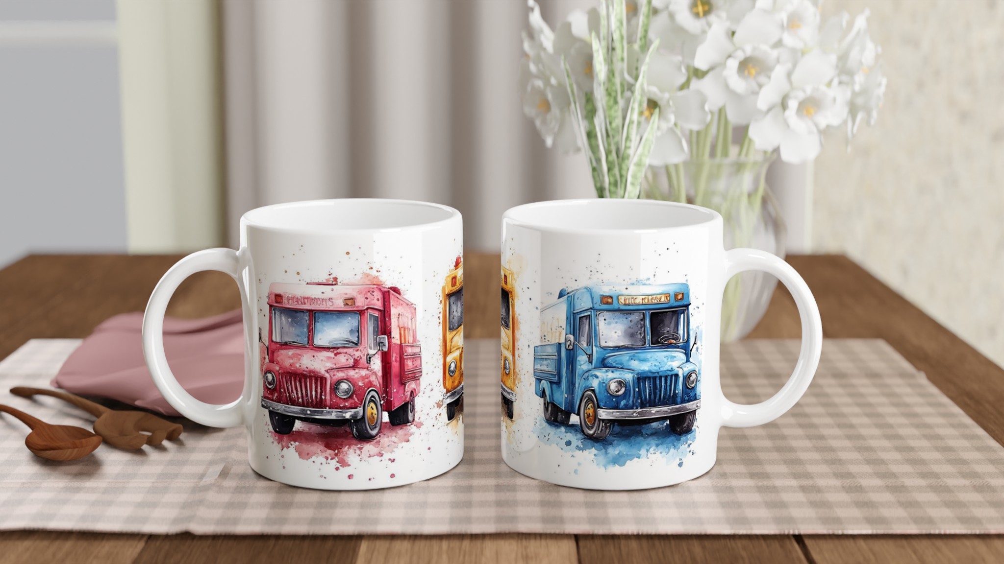 Retro Food Truck Akvarellmugg – Levande Färger och Charmig Design i Flera Nyanser 10 3ff258da-14d0-4401-a738-07b8fa6e986e