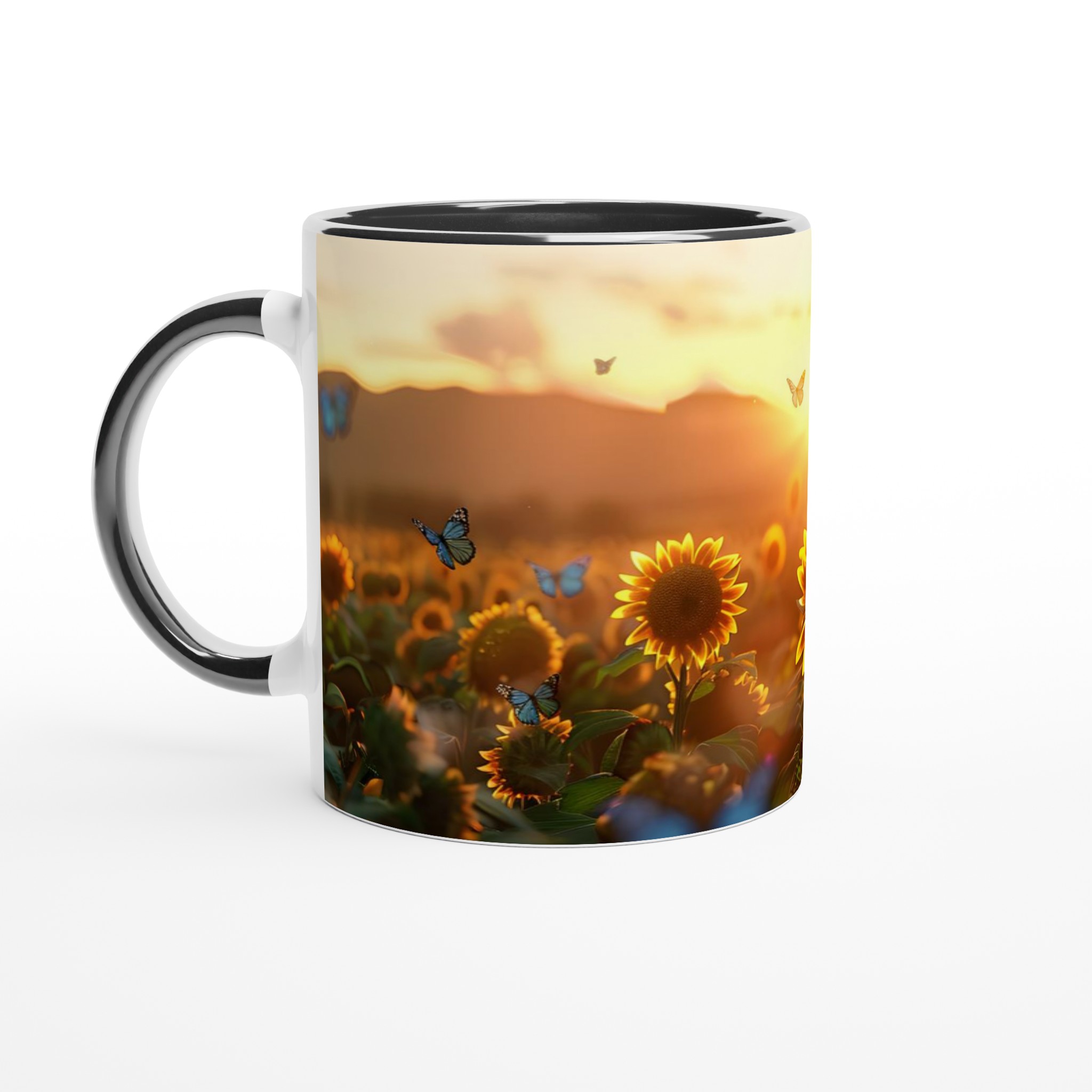 Solrosfält vid solnedgång 11oz Keramisk Mugg – Välj bland 7 jordnära färger 7 4018e24a-24b7-4e09-adae-44890e10bed9
