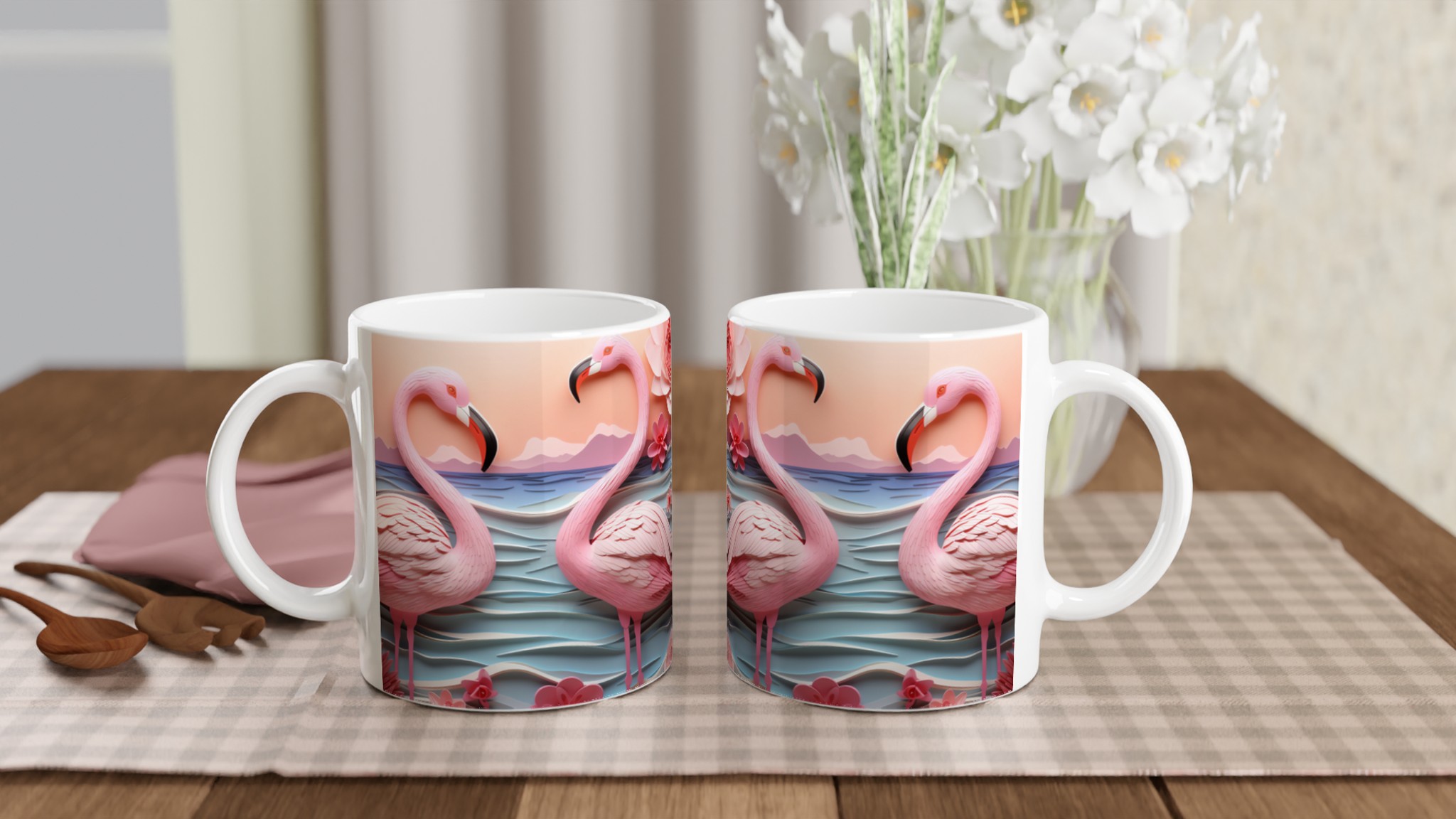 Flamingo Paradise 11oz Keramisk Mugg – Drömsk Design i Papperskonst Stil 10 402b76aa-8dcd-4dd5-9080-ad88261ffd09