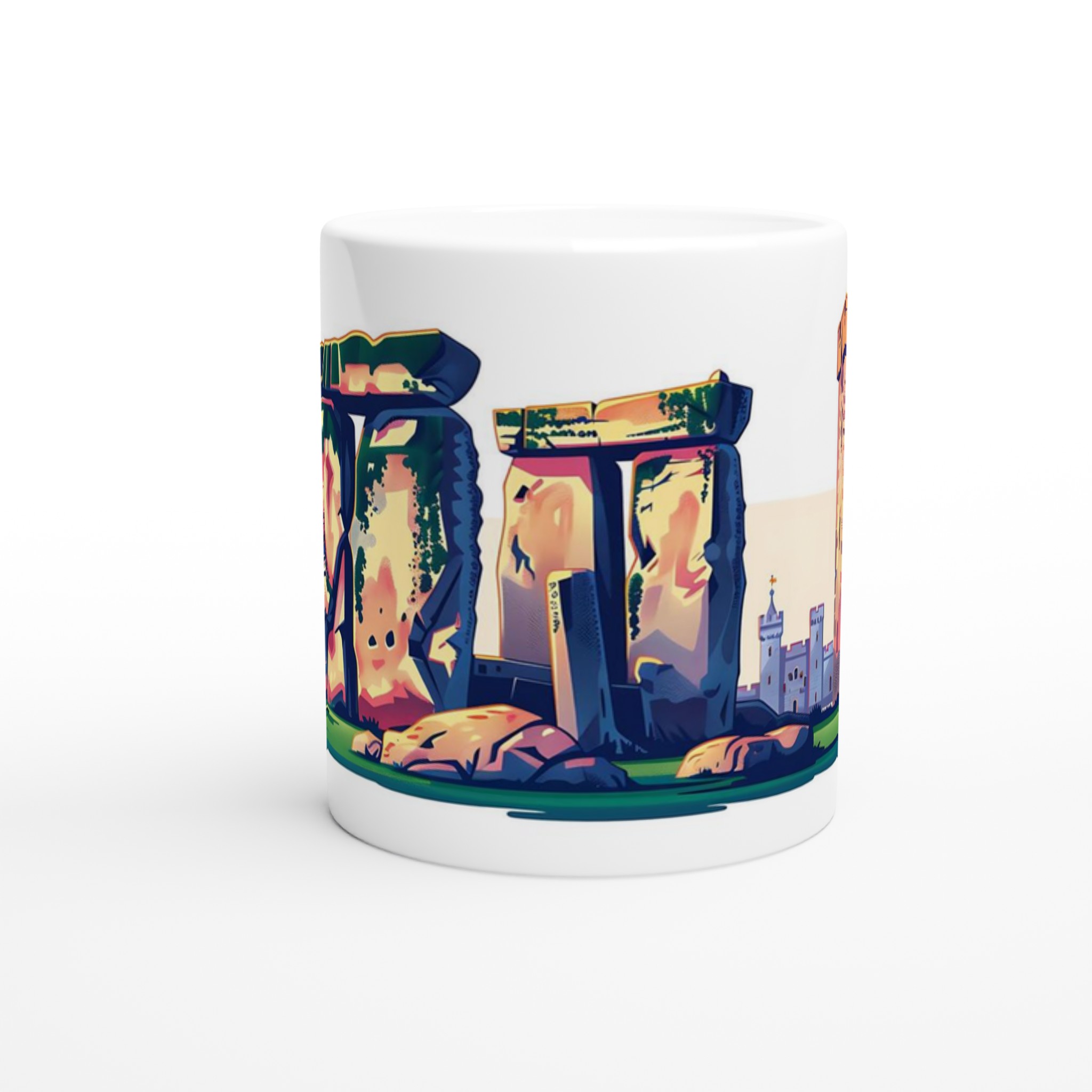 Historiska Stonehenge & Slott Keramisk Mugg – 11 oz i ditt val av sju livfulla färger 8 40314d18-fa83-4343-8bb1-75e4d2b3351b