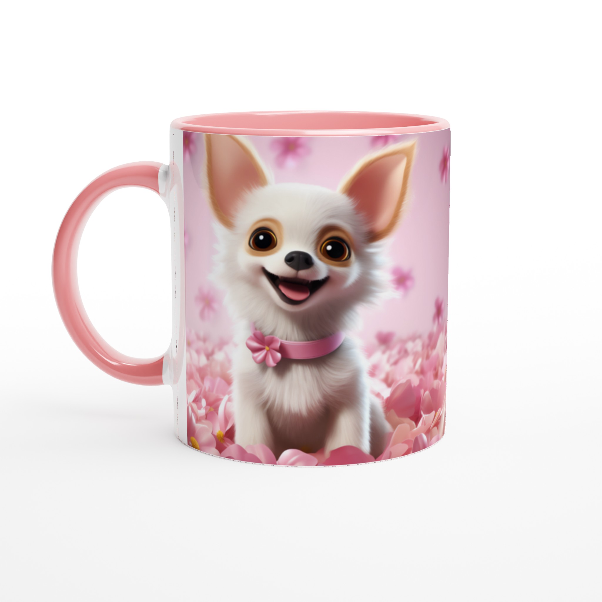 Chihuahua Drömmugg: Söt Valp i Rosa Blomster – 11oz Keramisk Mugg i Valfri Färg 7 4093e75b-4761-44c5-a315-ad51c759bf23