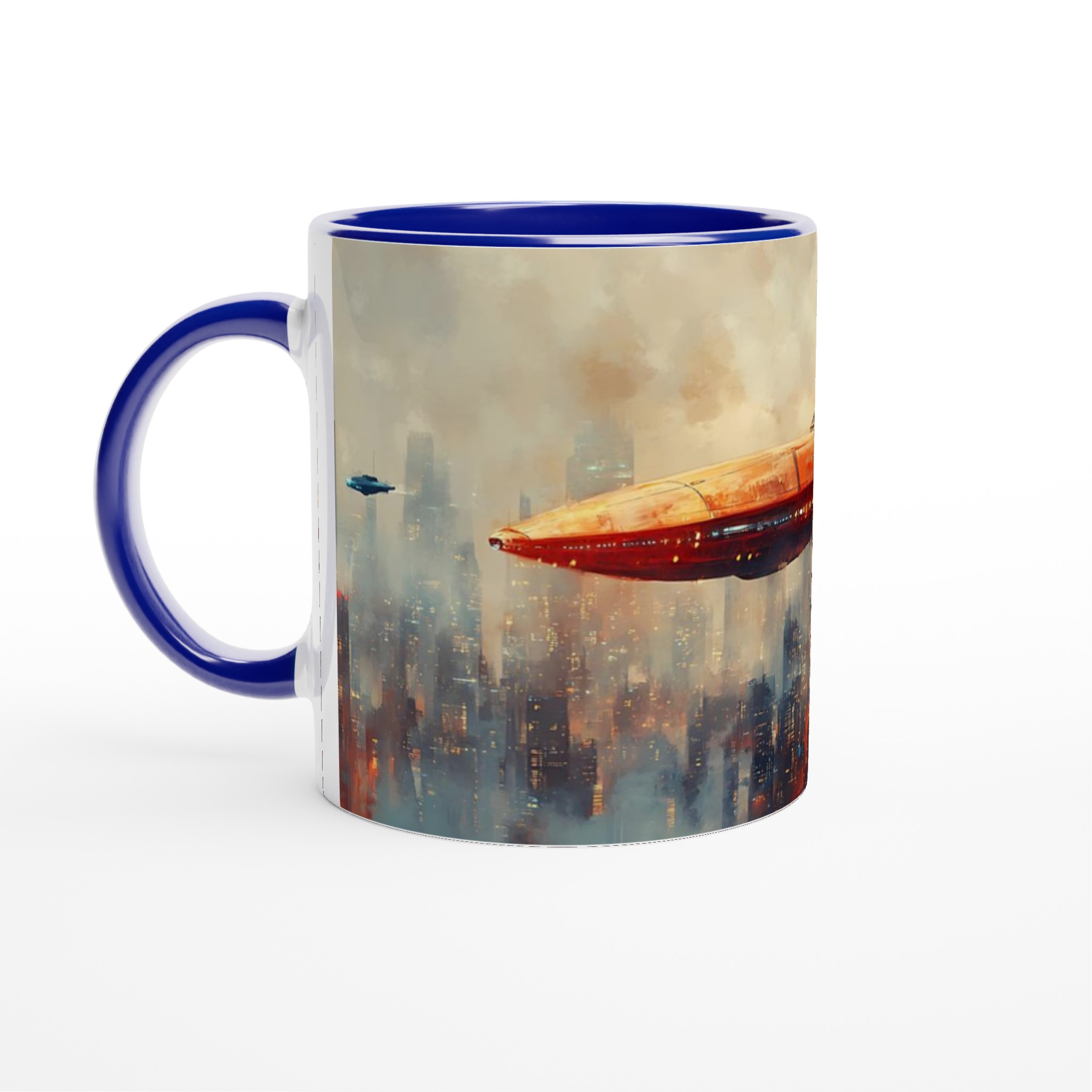 Futuristisk Stad Mugg - Sci-Fi Flygande Farkoster & Stadsbild Konst på 11oz Keramik 2 40dbccdb-ddd3-4db8-beb2-8b6717cc8a80