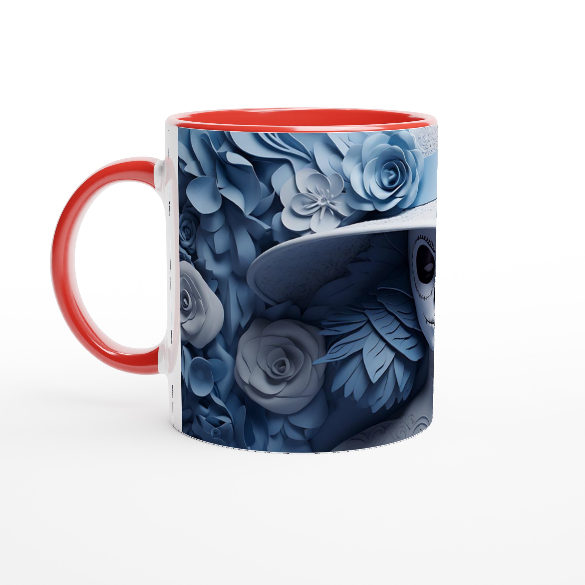 Catrina Chic Kaffemugg – Blå Elegans & Papperskonst Inspirerad Keramik – 11 oz 2 40dc80d2-9524-4ac8-8c19-be1577e47247