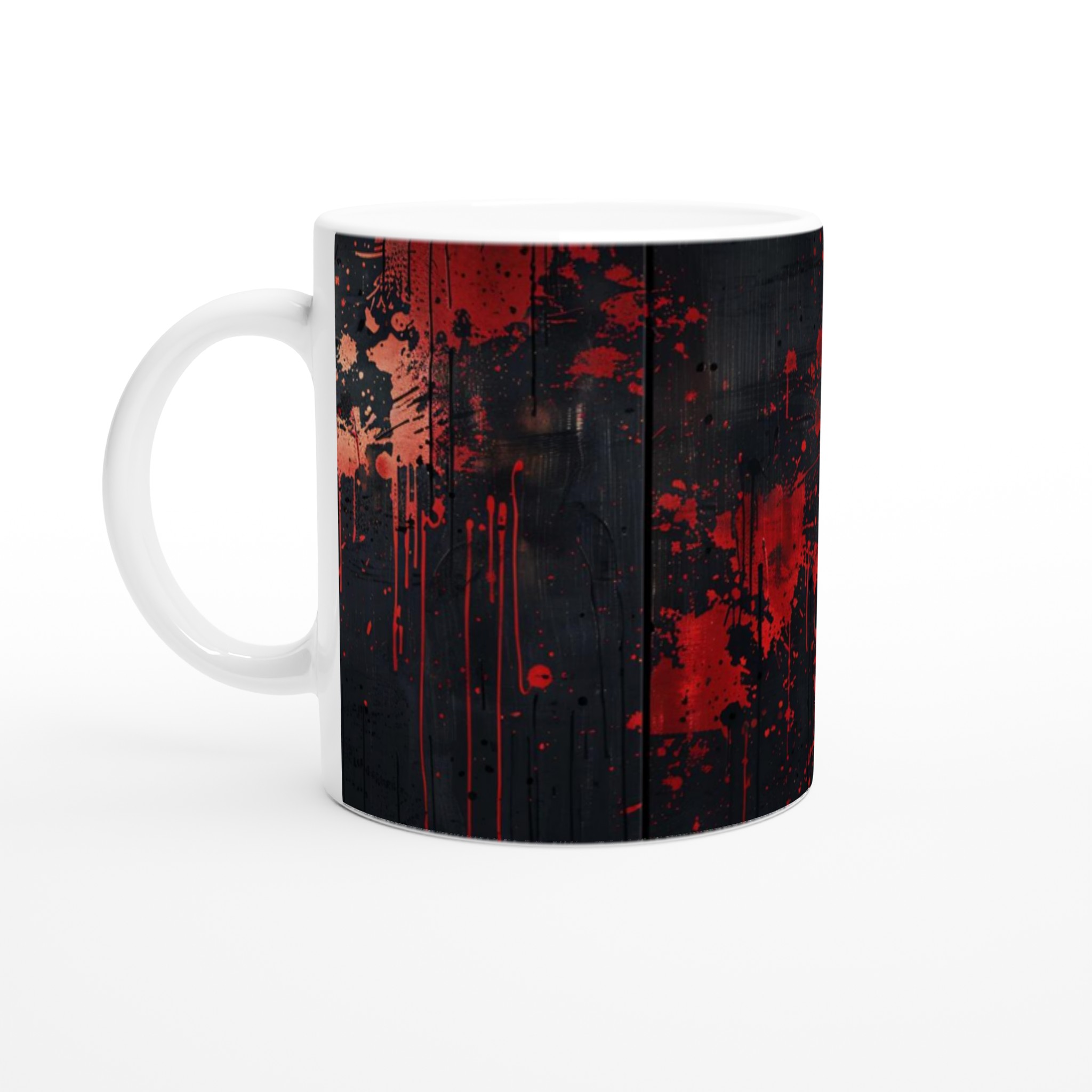 Red Splatter Art Mugg – 11oz Keramisk Mugg med Gotisk Grunge-design 1 410d6173-c2c9-405c-a04c-92cd7e8ccb64