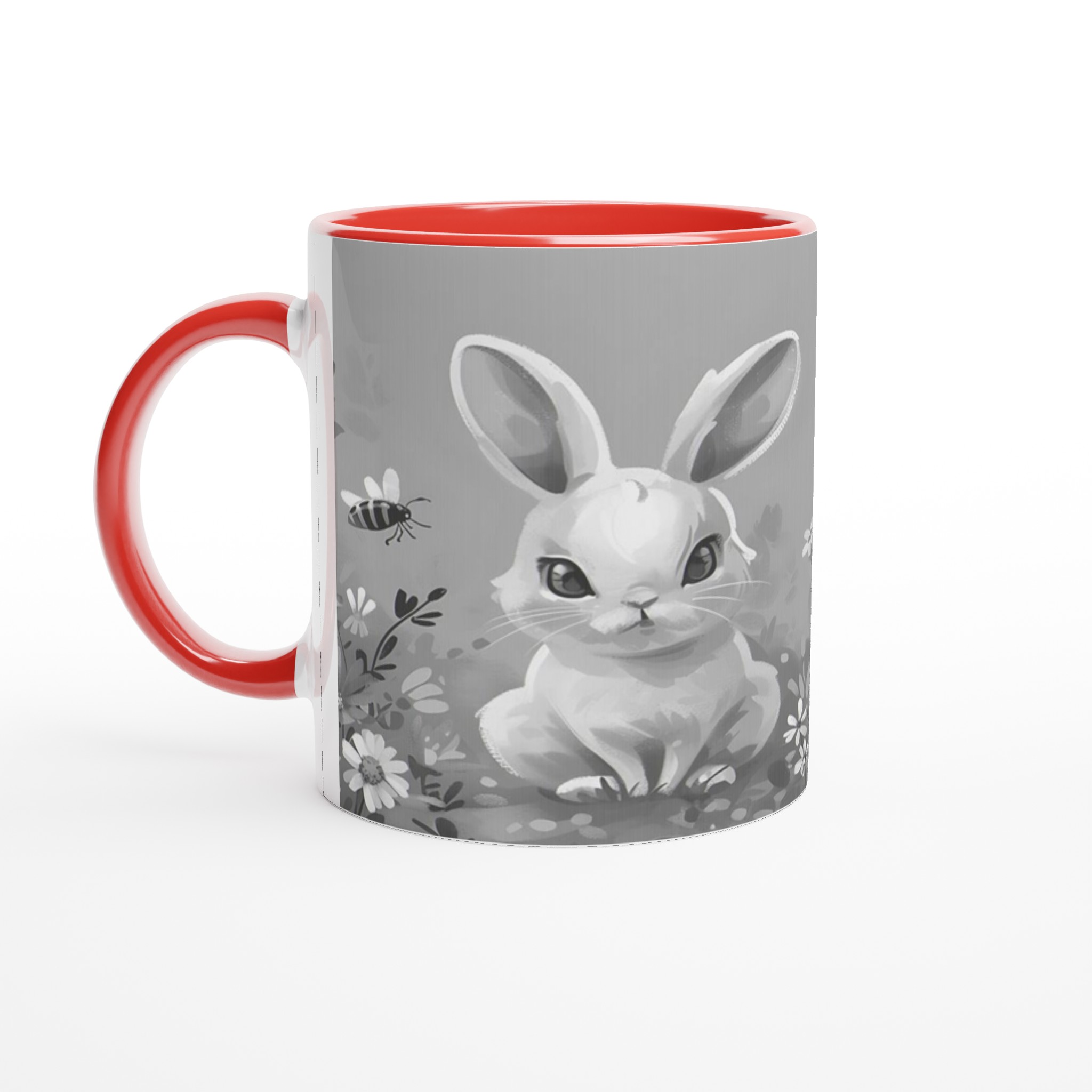 Söta kaniner i blomsteräng - 11oz keramisk mugg för drömmande stunder i din valfria färg! 2 41584b9d-6a8d-4440-9359-4dc8208b0a67
