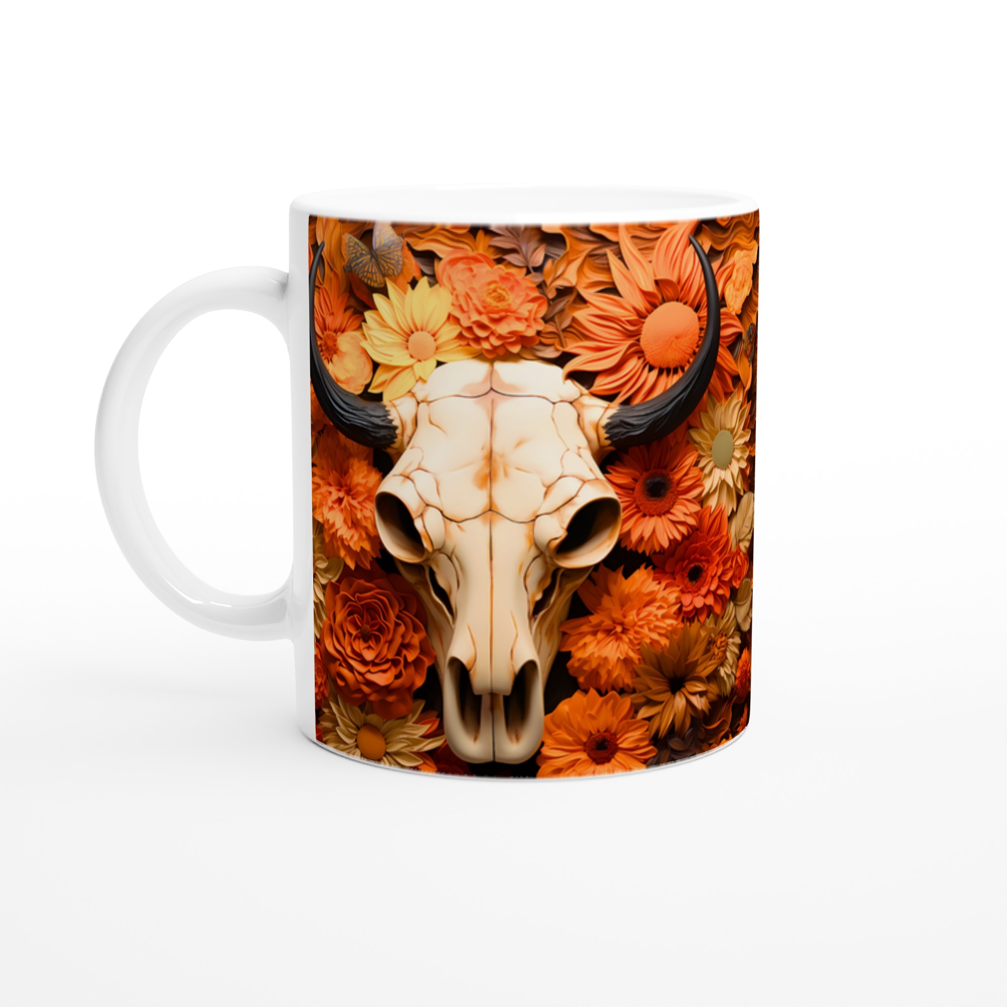 Bohemisk Blomster & Buffalo Skalle Keramisk Mugg – 11 oz Premium Design för Kaffeälskare 1 418fe22f-6d9d-460e-8745-ff0943d2367e