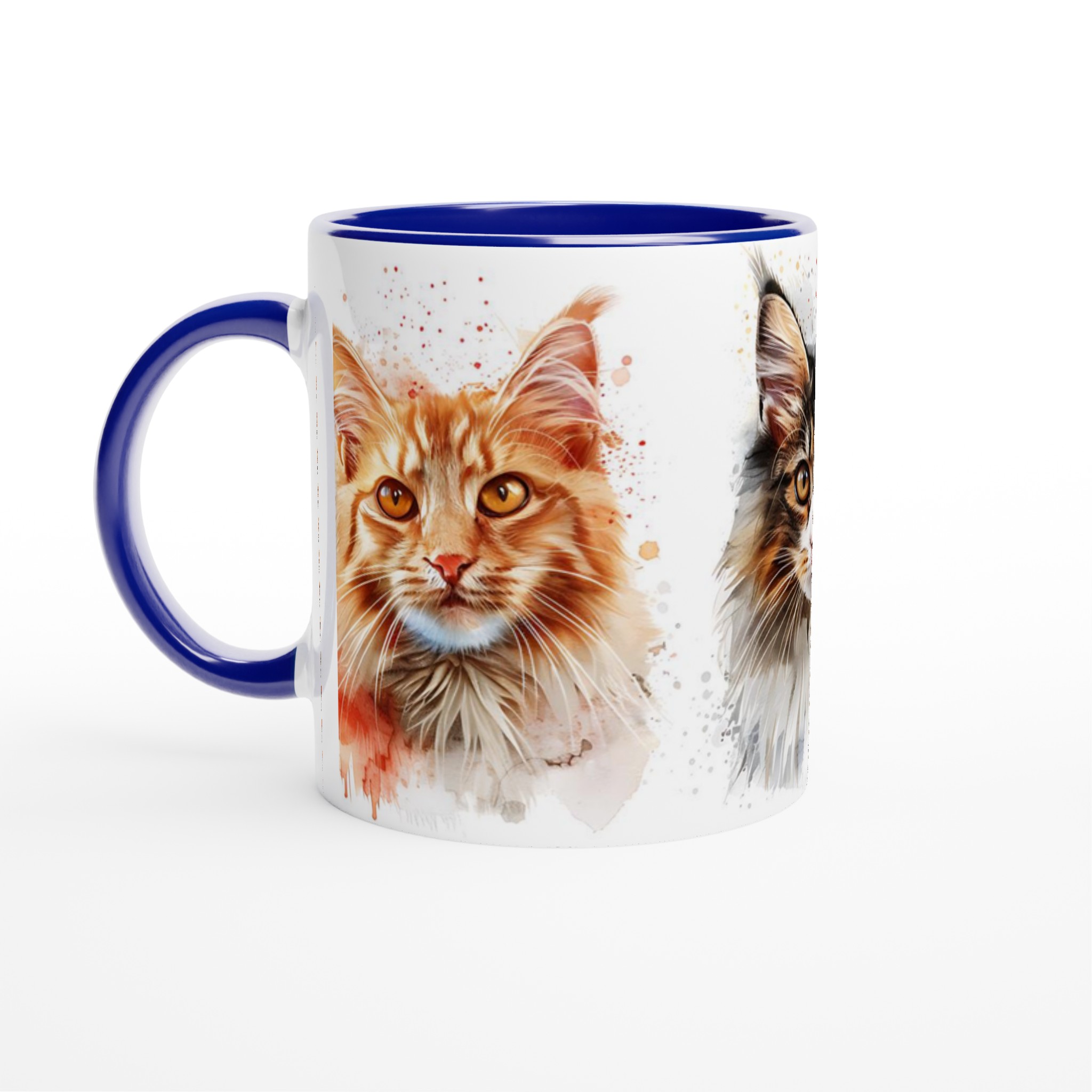 Kattansikten i akvarell – 11 oz keramikmugg i ditt val av sju färger 4 419c6603-7913-41da-bc8d-8ce16eef0ee7