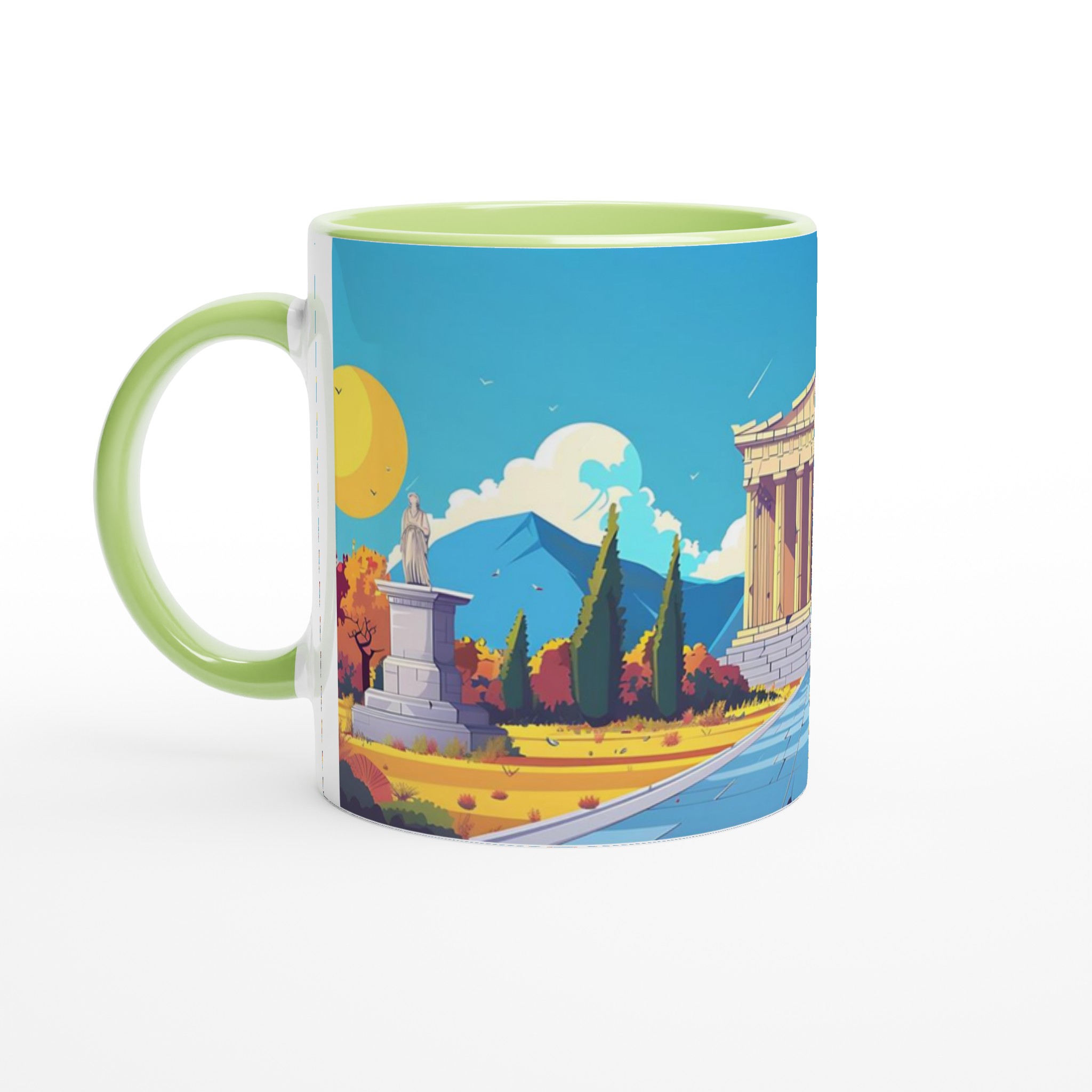 Grekisk Tempel Konst Mugg – 11oz Keramikmugg i Klara Färger för Kaffe & Te 3 419f70ac-b0b0-491a-a7b2-298cedeaa16d