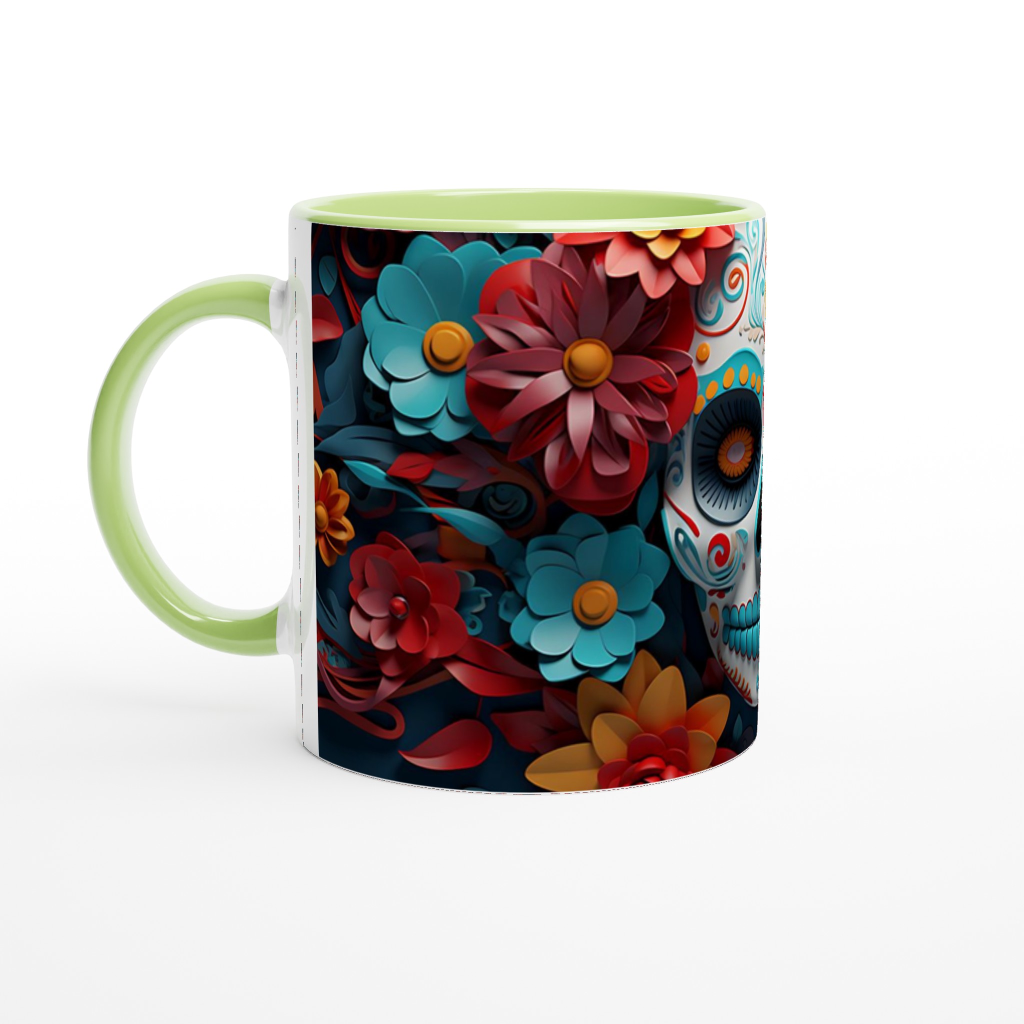 Färgsprakande Sugar Skull Keramikmugg – Perfekt för Día de los Muertos & Festliga Stunder, Välj din färg! 3 41c0ff1d-b66a-4fa2-aed9-6d95a90bea91