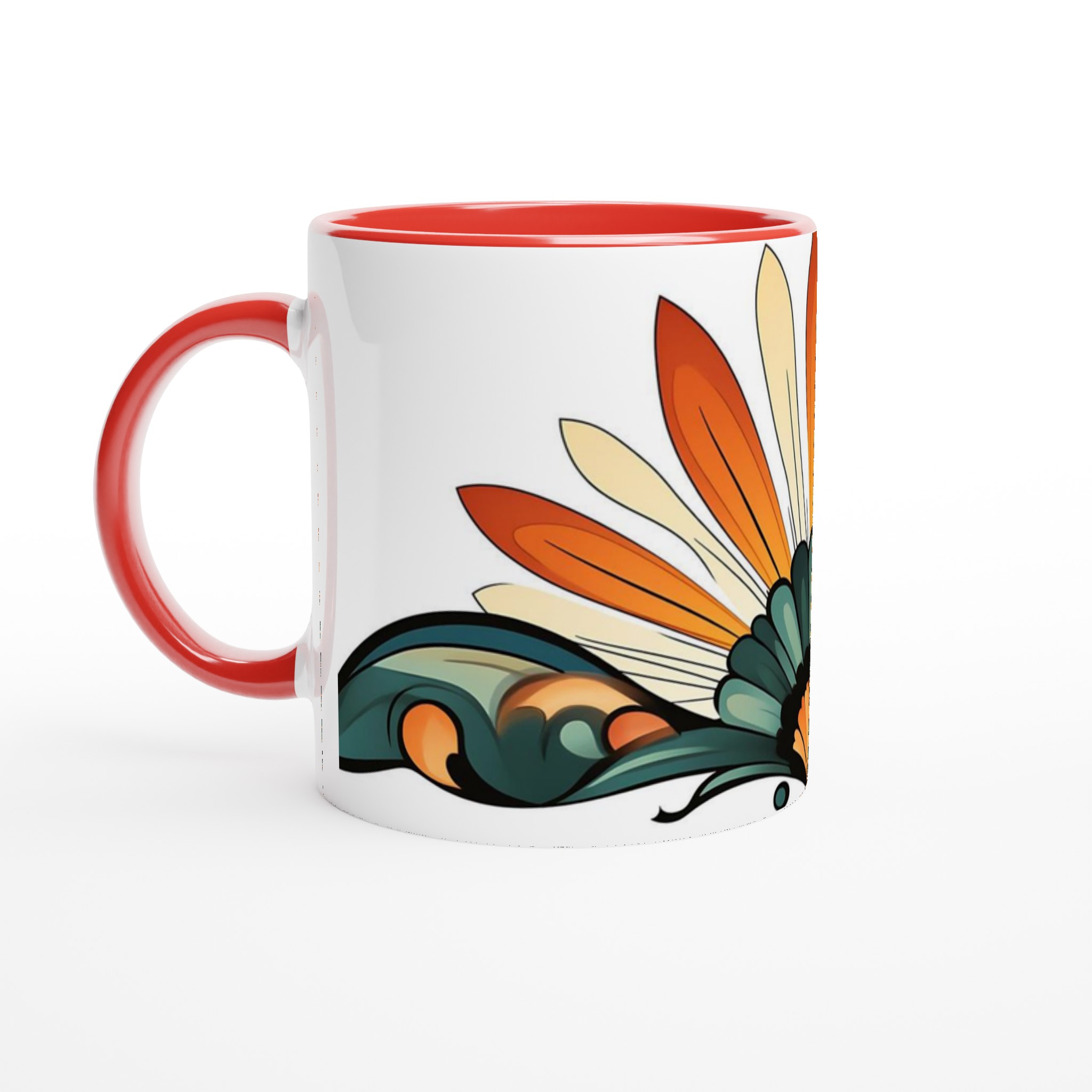 Art Nouveau Inspirerad Keramikmugg – Elegant Solfjäderdesign i Varma Nyanser 5 42326894-5a17-4d8e-9faa-311d265c9d89