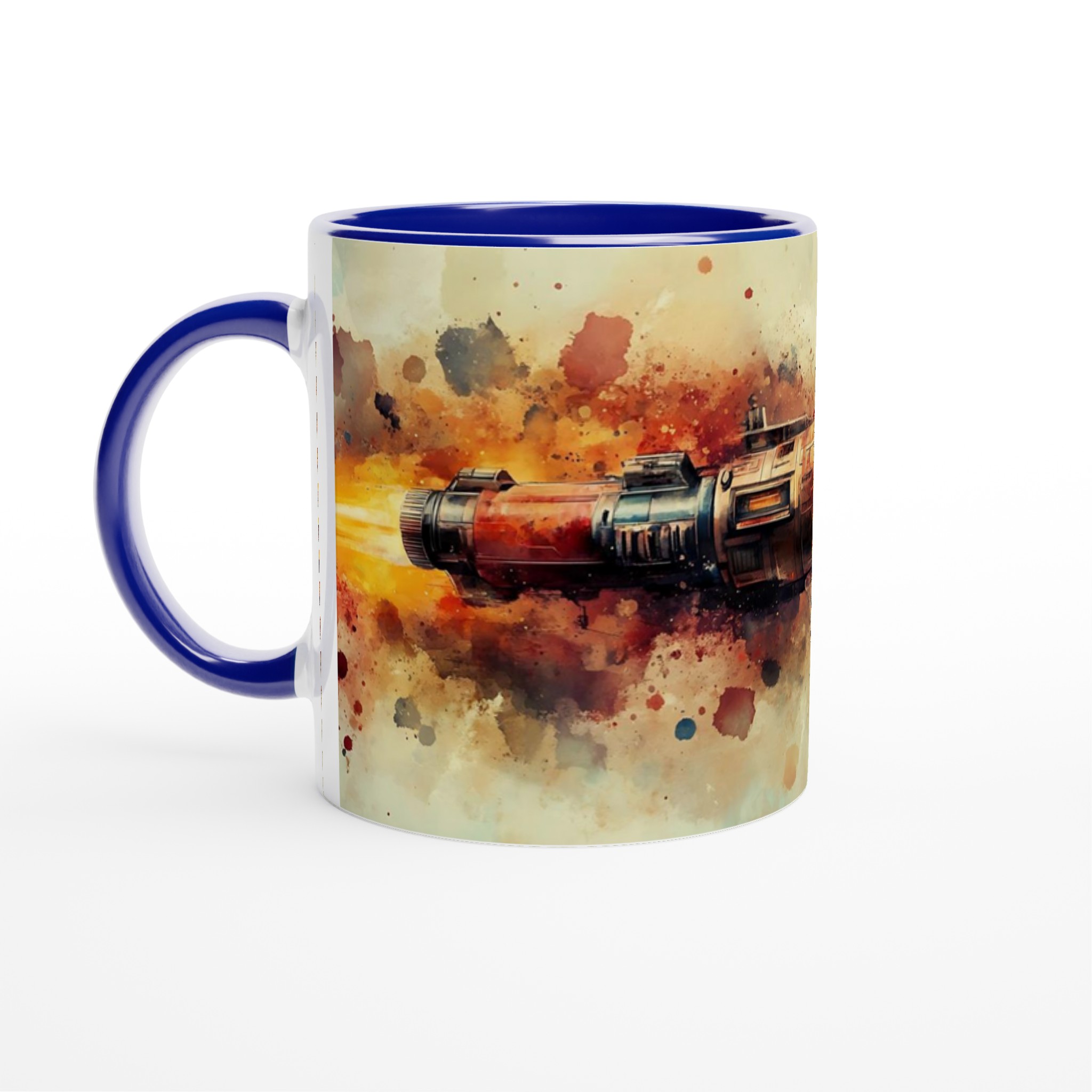 Kosmiskt äventyr kaffemugg – Färgstark akvarell rymdraket i din favoritfärg 7 424b5b41-2baa-459b-9f66-5240eeb80c6e