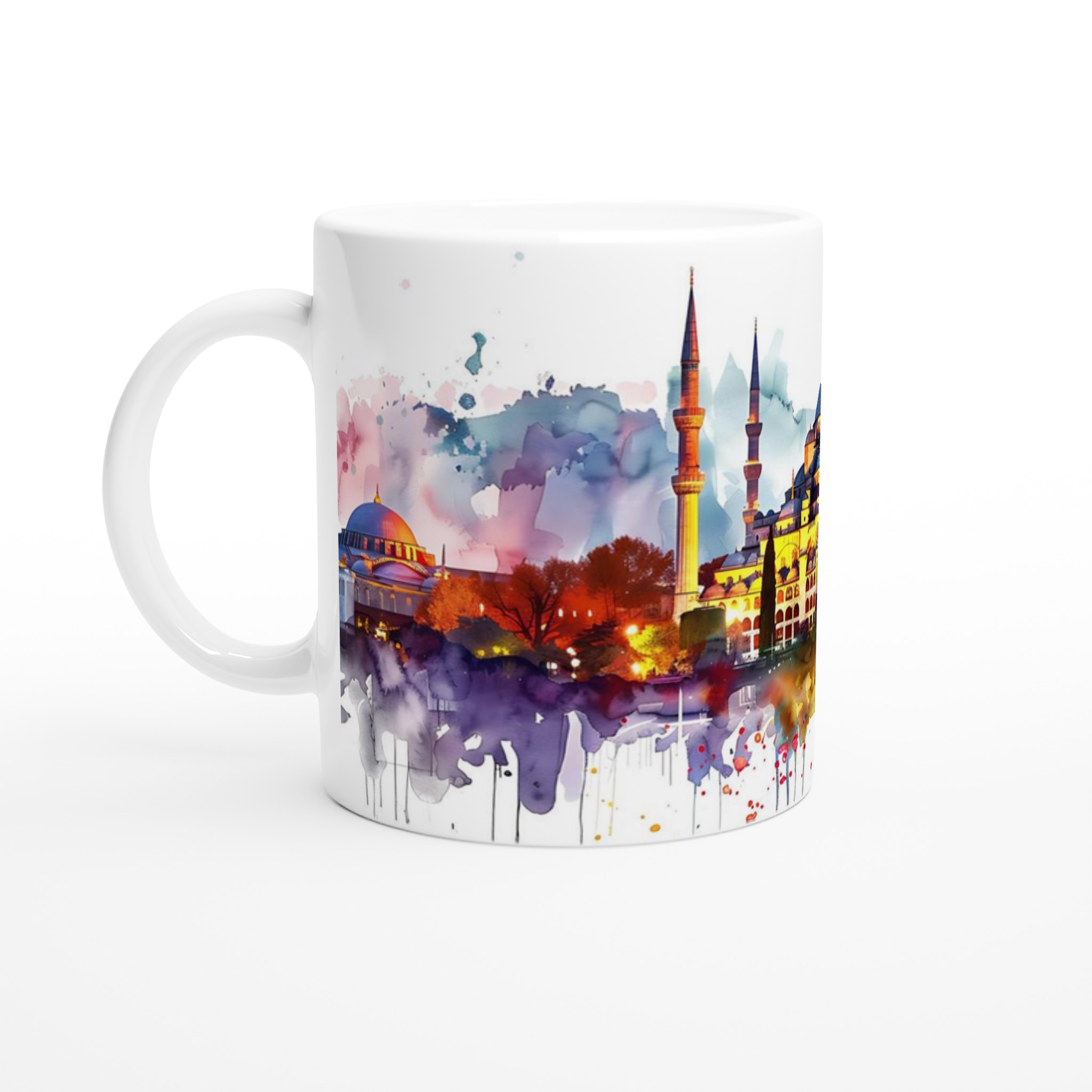 Istanbul Watercolor Skyline Mugg – Konstnärlig Siluett i Klara Färger 1 426710ac-d7e3-46f5-9803-e3f4cdf64afb