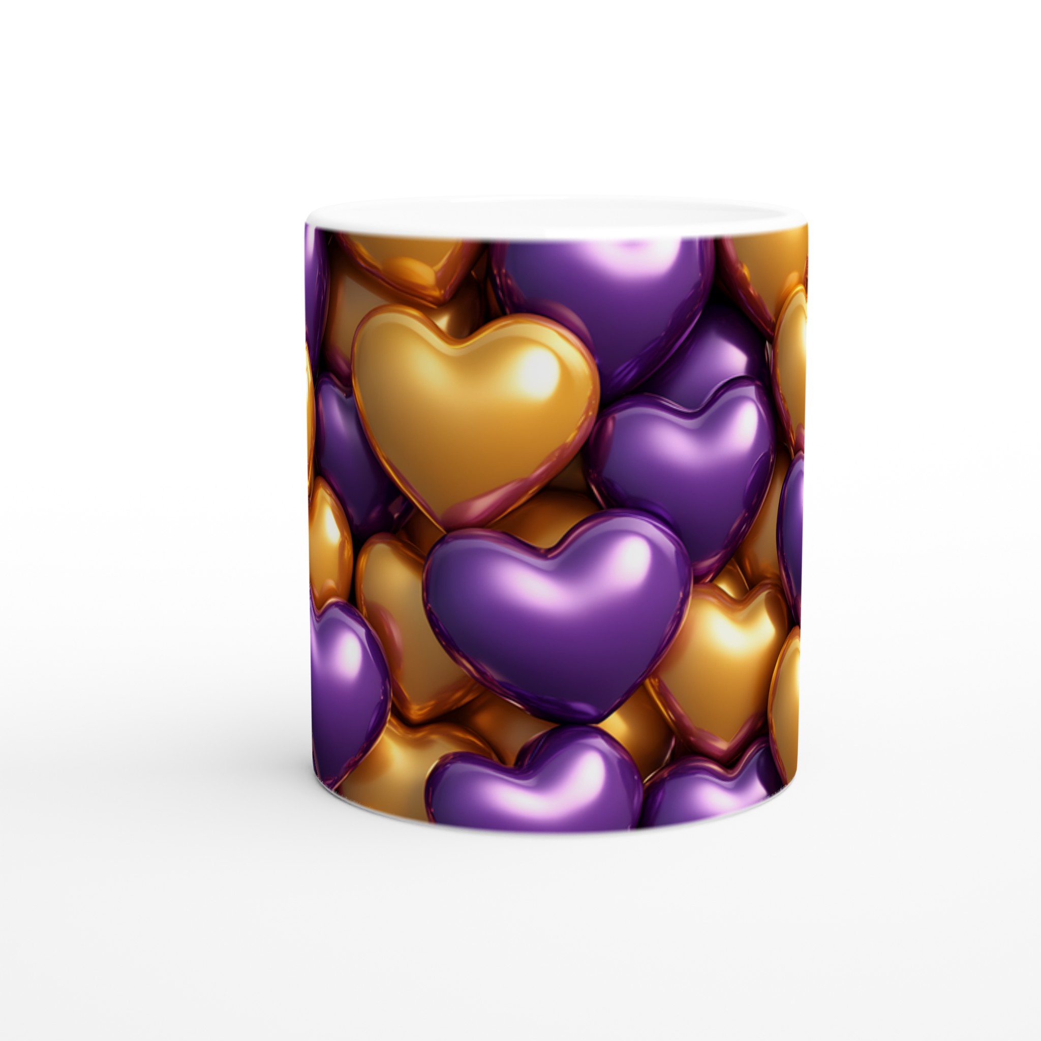 Kärlekshjärta Keramikmugg - Lyxiga Guld & Lila Nyanser, 11oz 8 43c61990-3781-4644-85d8-3ed11cc1740b