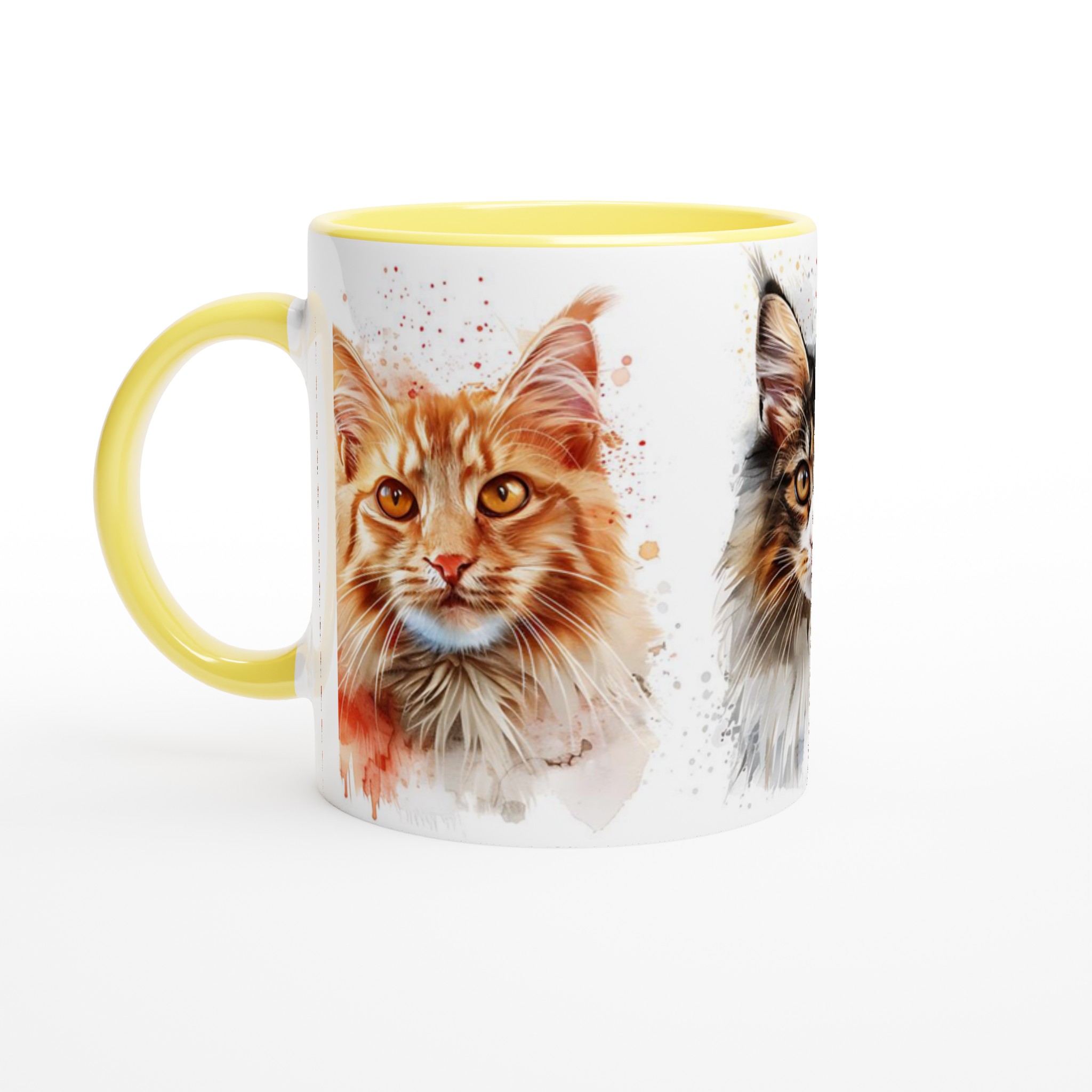 Kattansikten i akvarell – 11 oz keramikmugg i ditt val av sju färger 5 43e7c6b5-49e2-4395-95bd-3d728649233e