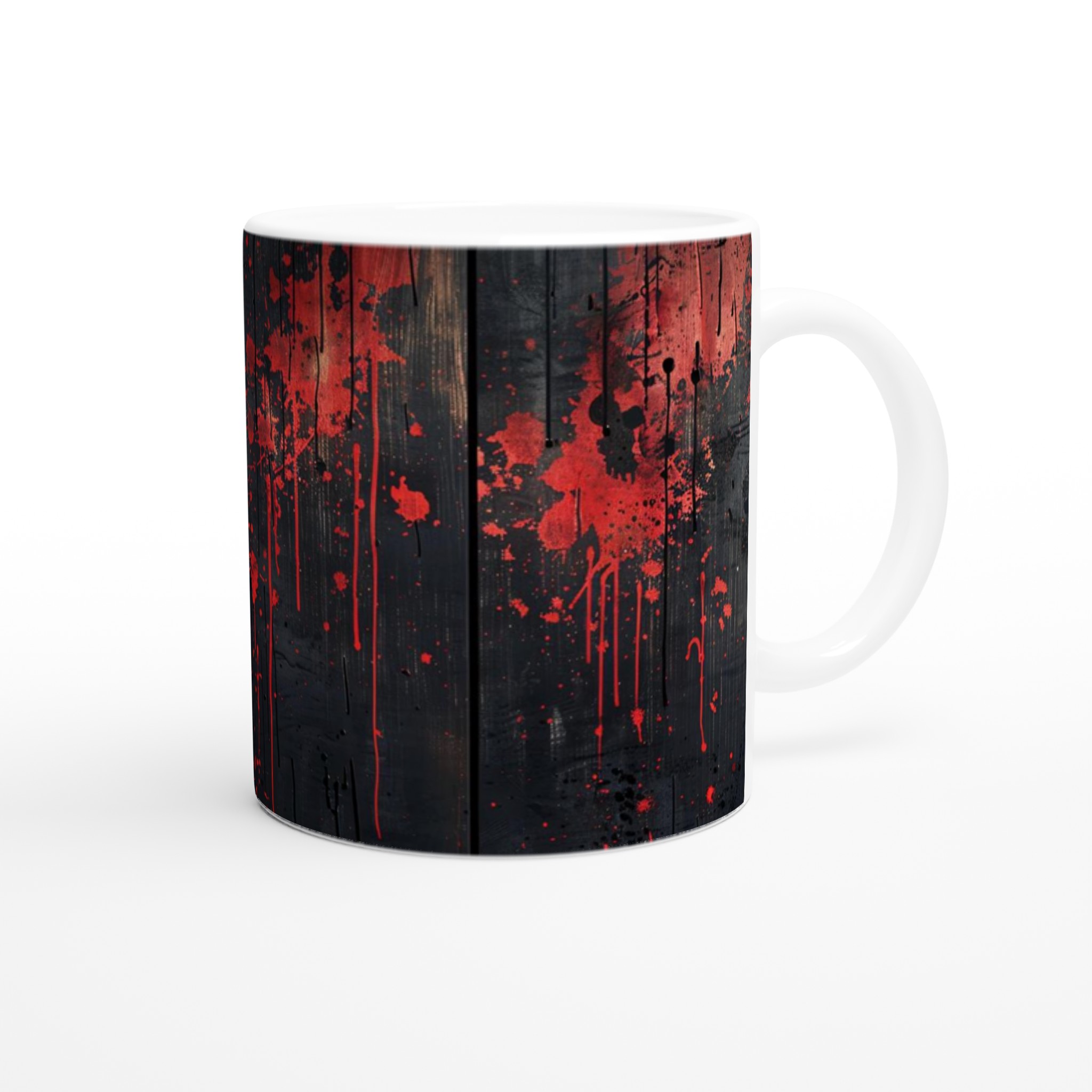 Vit 11oz keramisk mugg med dramatisk röd och svart konstnärlig design – välj din färg för unik stil 9 442846a9-a920-4195-9cab-b7ba866db93c