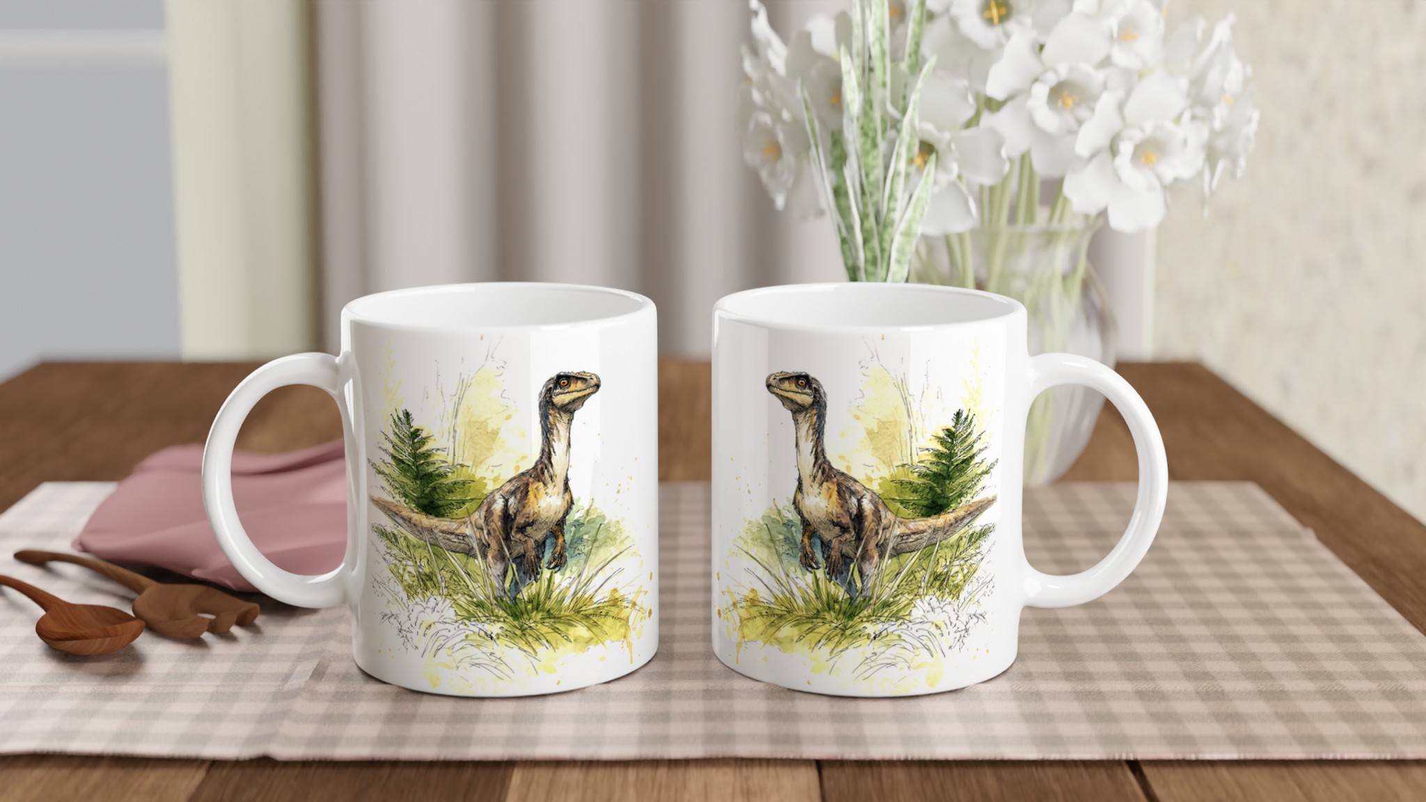 Förhistorisk Vänner Mugg: Akvarell Velociraptor – 11oz Keramisk Kaffekopp 10 44f94a1a-02d6-457d-98e5-2dfde270f7c3