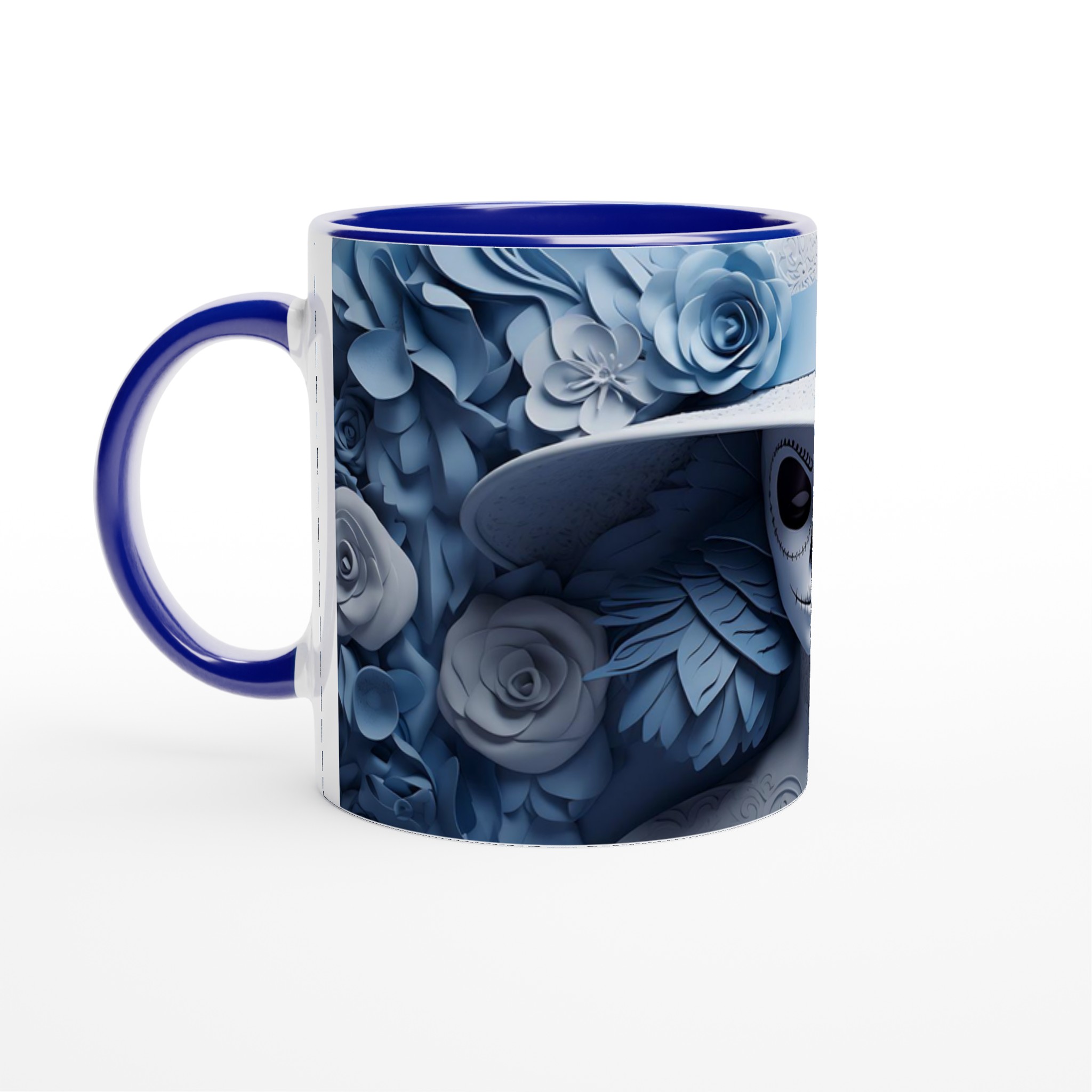 Catrina Chic Kaffemugg – Blå Elegans & Papperskonst Inspirerad Keramik – 11 oz 4 4633f12e-246c-48d6-bba9-4bdc79035838