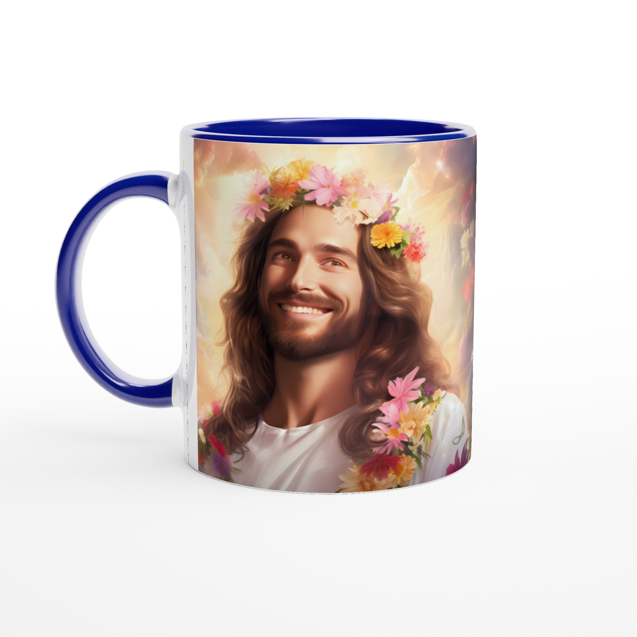 Jesus i Blomsterkrans 11oz Keramisk Mugg – En Strålande Påminnelse om Glädje & Hopp 4 4680493d-f095-4f68-a3dc-f4cf342da0b6