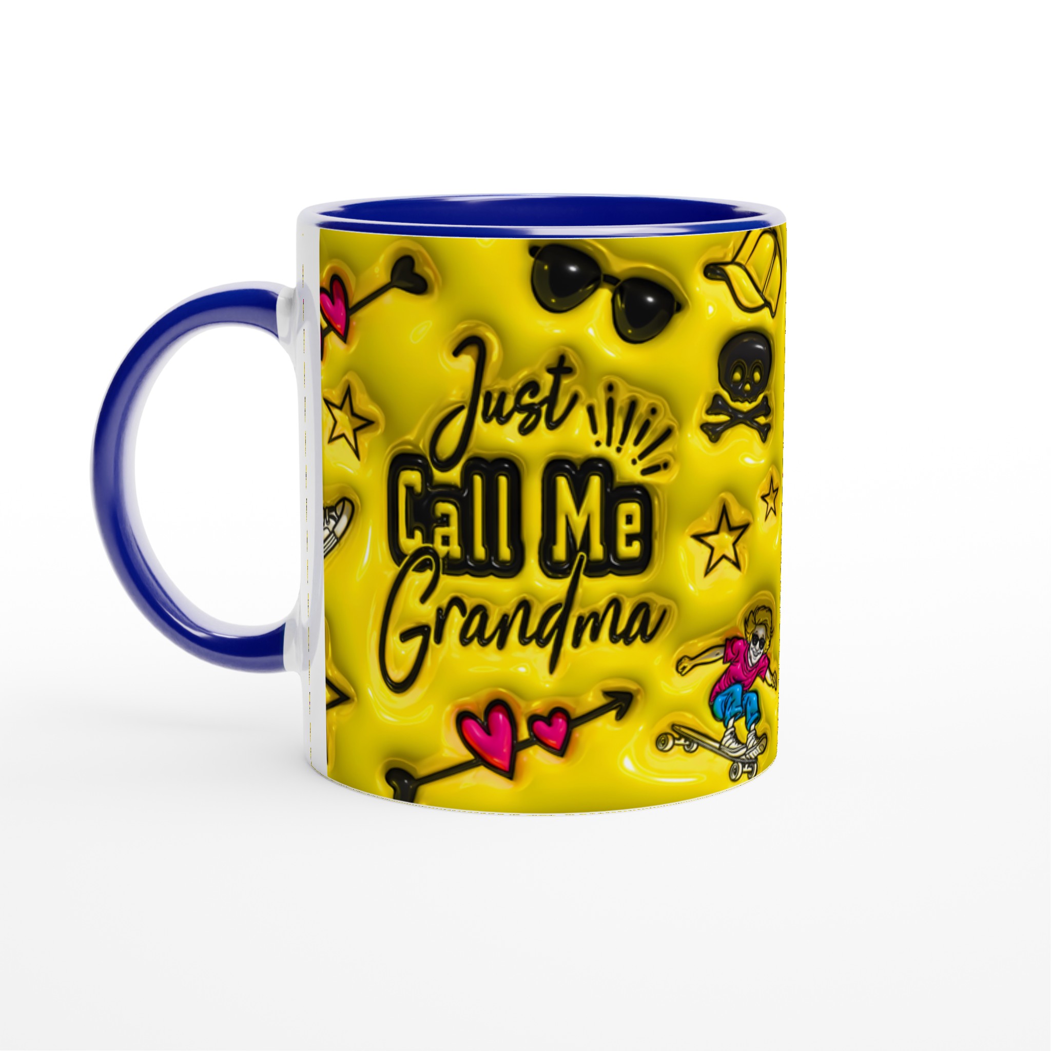 Cool Skateboard Grandma Mugg – 'Just Call Me Grandma' i Levande Gult – En Kärleksfull & Rolig Present! 4 46e2a043-22f2-4180-80a8-e7e09beb4e03