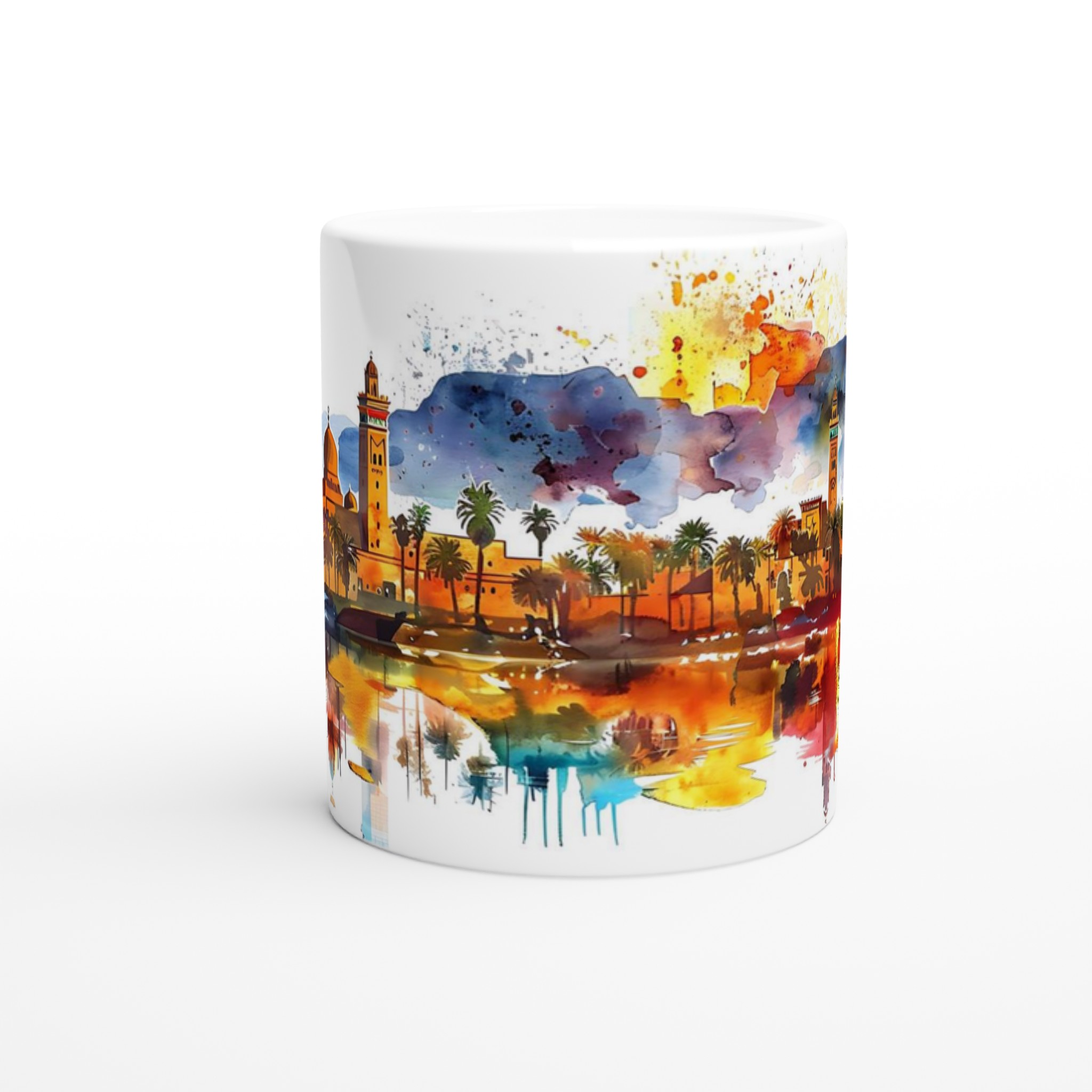 Marrakech Cityscape Vattenfärgsmugg – 11oz Premium Keramikmugg i ditt val av sju livfulla färger 8 47083408-078e-4eb8-9749-83595a83c573