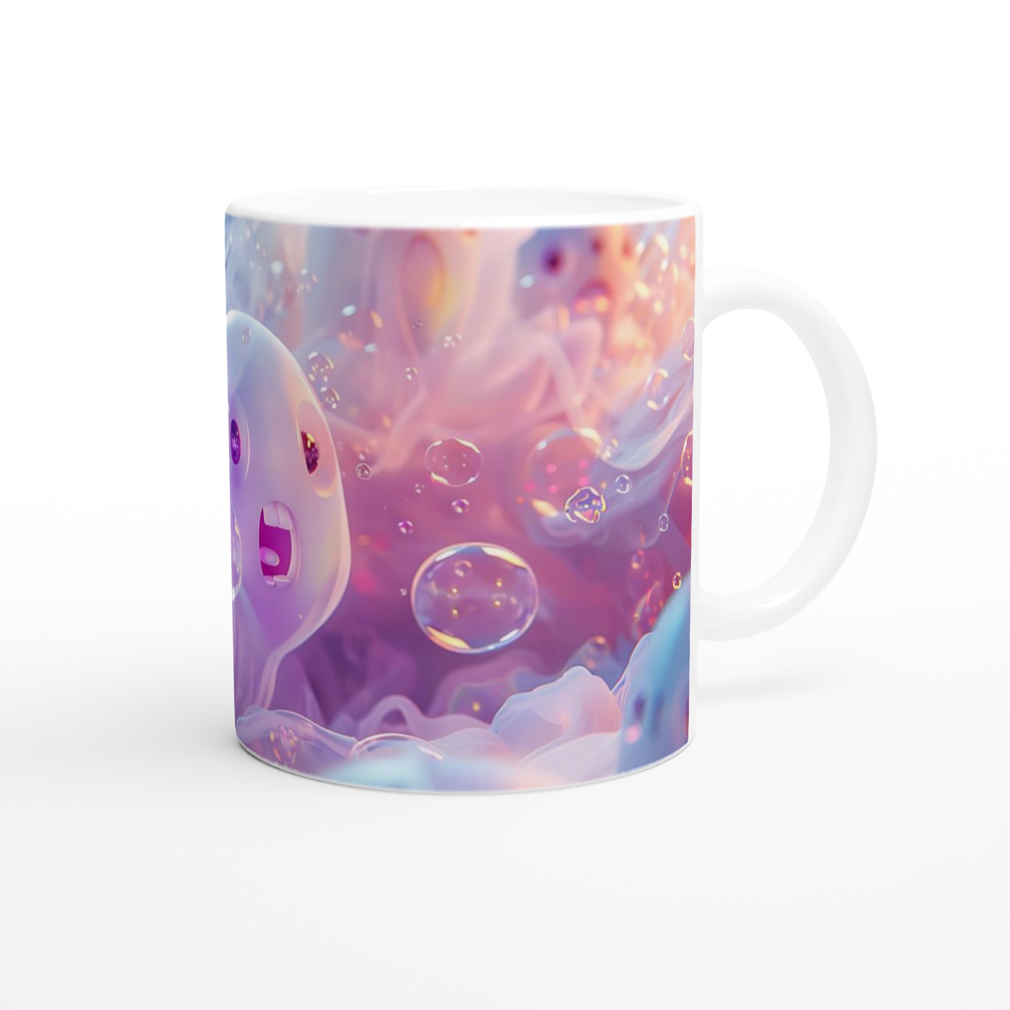 Pastell Dröm Mugg: En Vit 11oz Keramikmugg i en Värld av Ljus och Bubblor 9 472cd061-38f1-45b0-96e6-46a820d5ee43