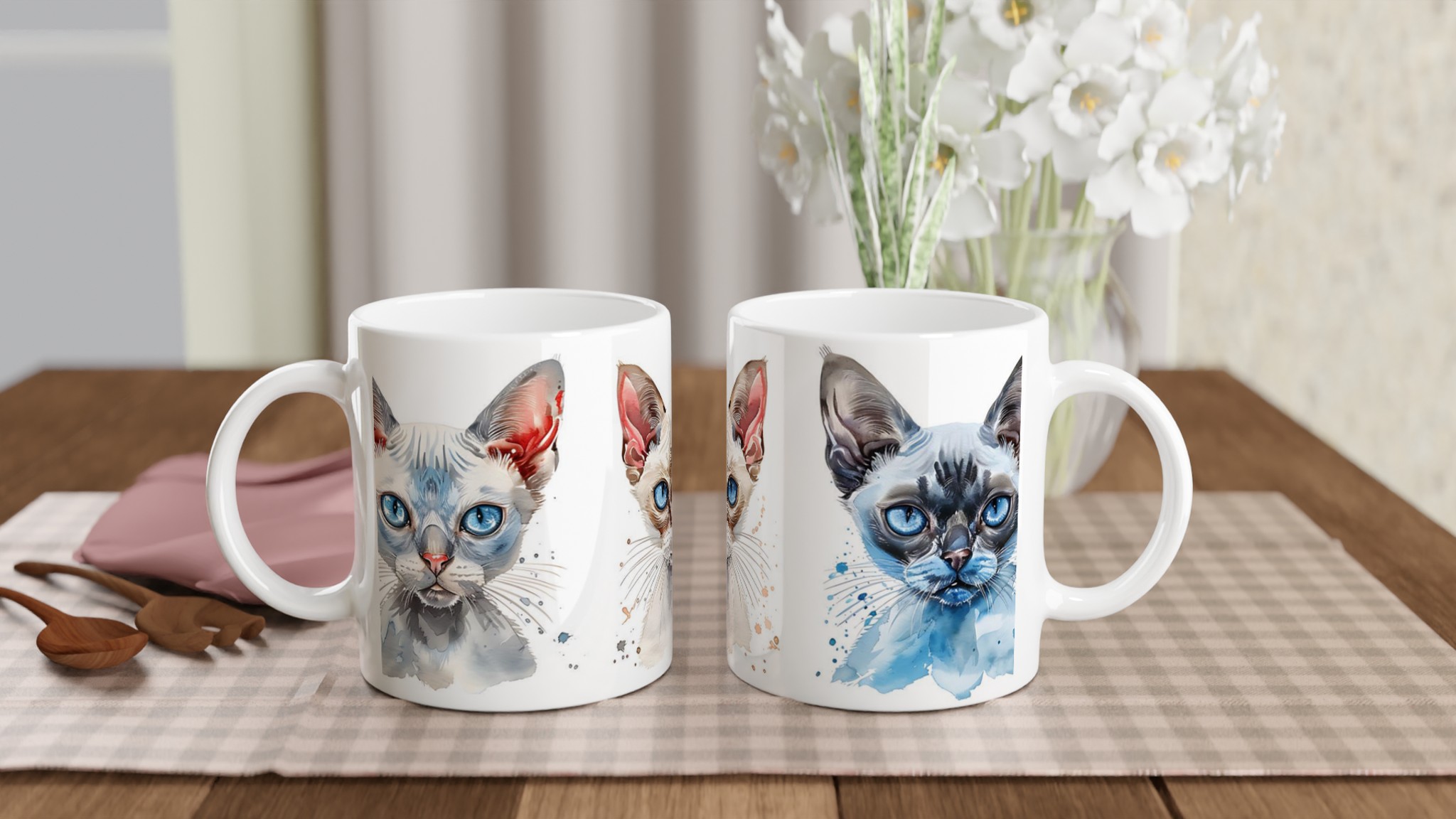 Sphynx katt vattenfärg design keramisk mugg – Välj din favoritfärg, 11 oz 10 47e28182-1ec3-4ed8-baed-07f13a53c227