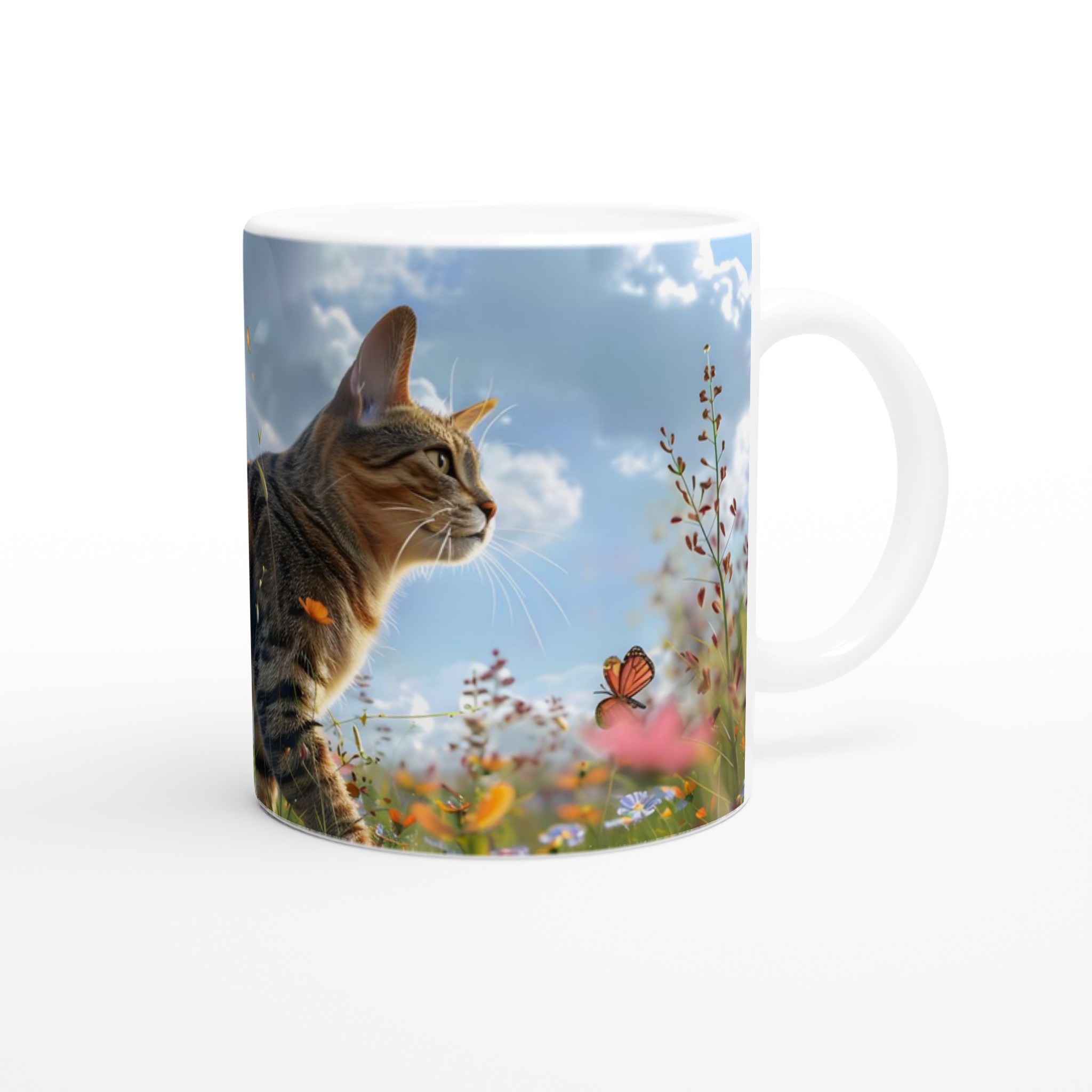 Katt bland Vårblommor – Levande 11oz Keramisk Mugg för Naturälskare 9 47fe4bce-f2da-42fe-b415-d2a3fc890a82