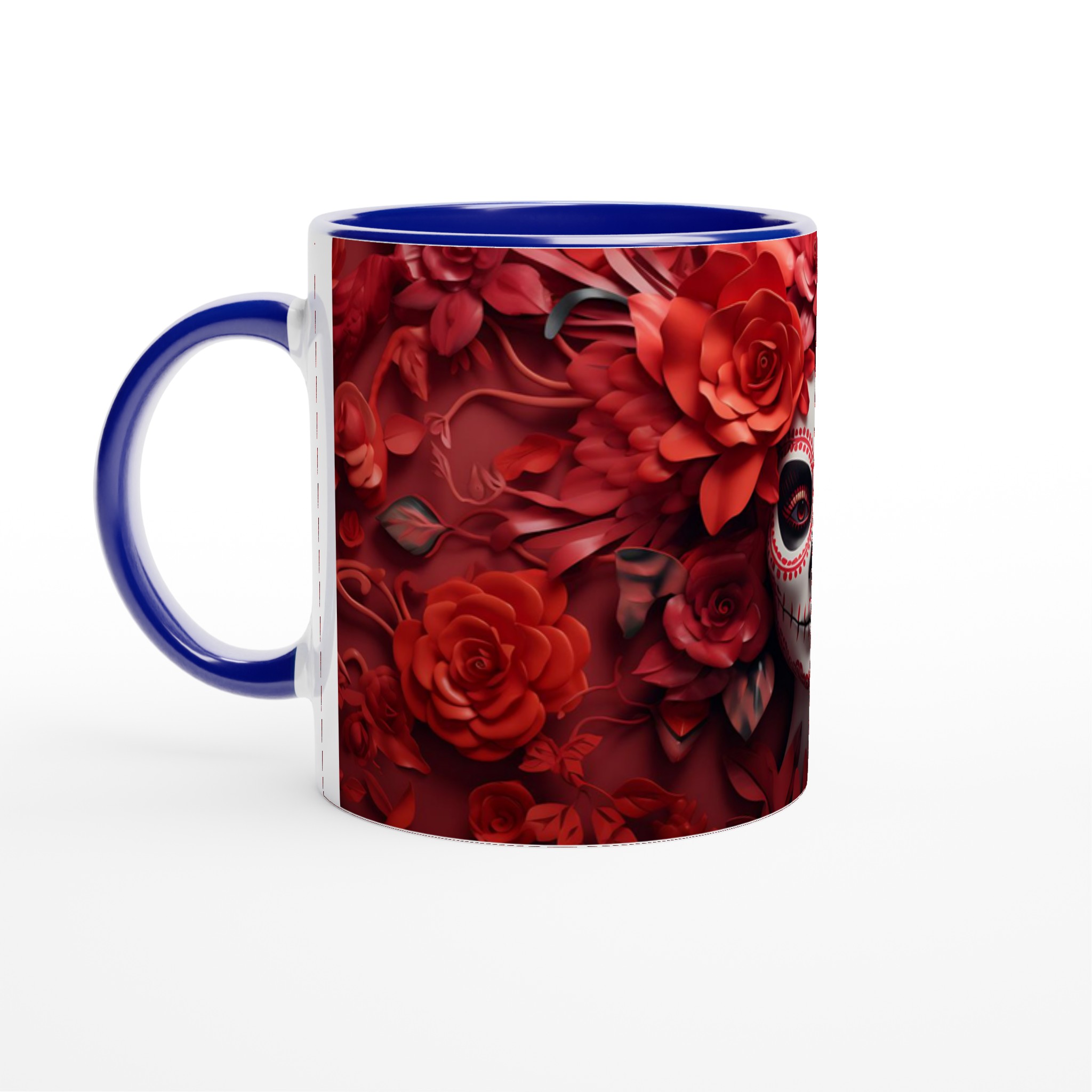 Dia de los Muertos Keramikmugg - Skalledesign med Röda Rosor, 11 oz 4 48000bd7-88f6-436a-ab89-7b5239477deb