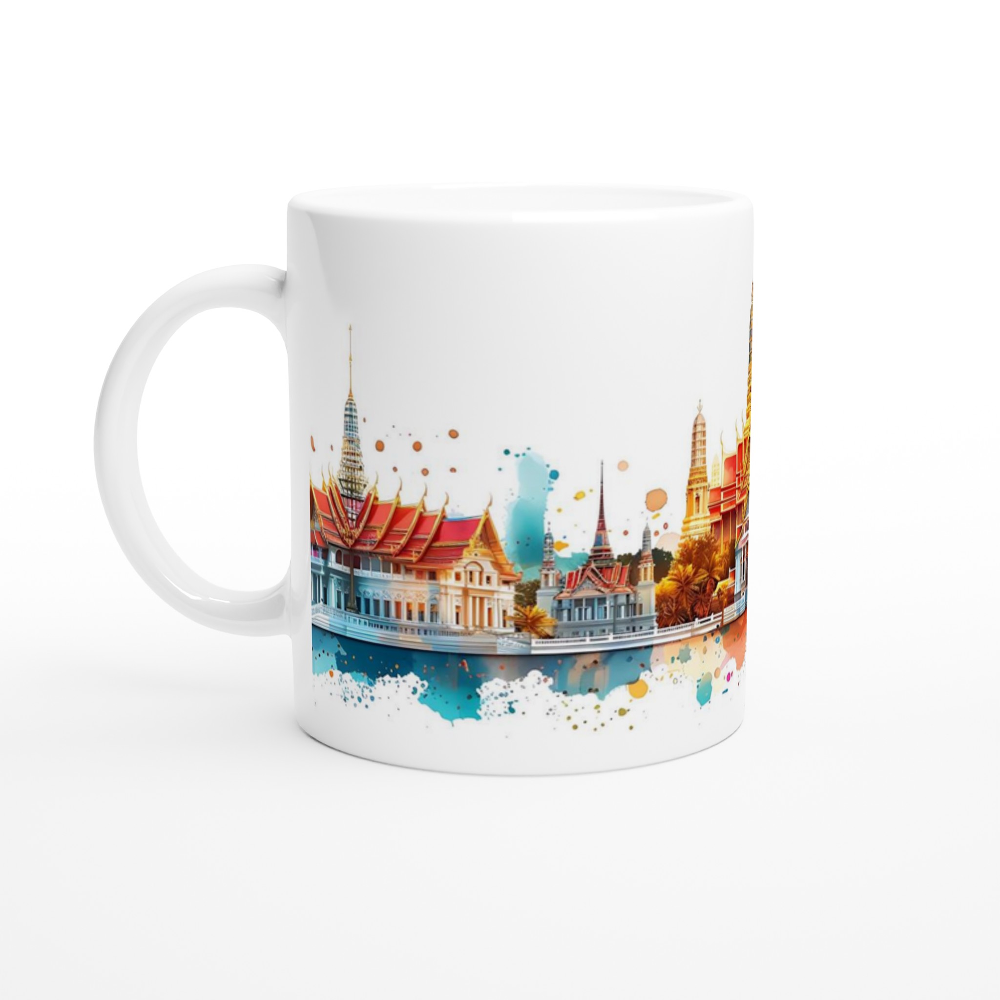 Bangkok Skyline Akvarell Mugg - 11oz Keramikmugg i Valfri Färg, Diskmaskinsäker & Livfull Design 1 481b444e-a291-4d8d-b326-eb8465ce6422