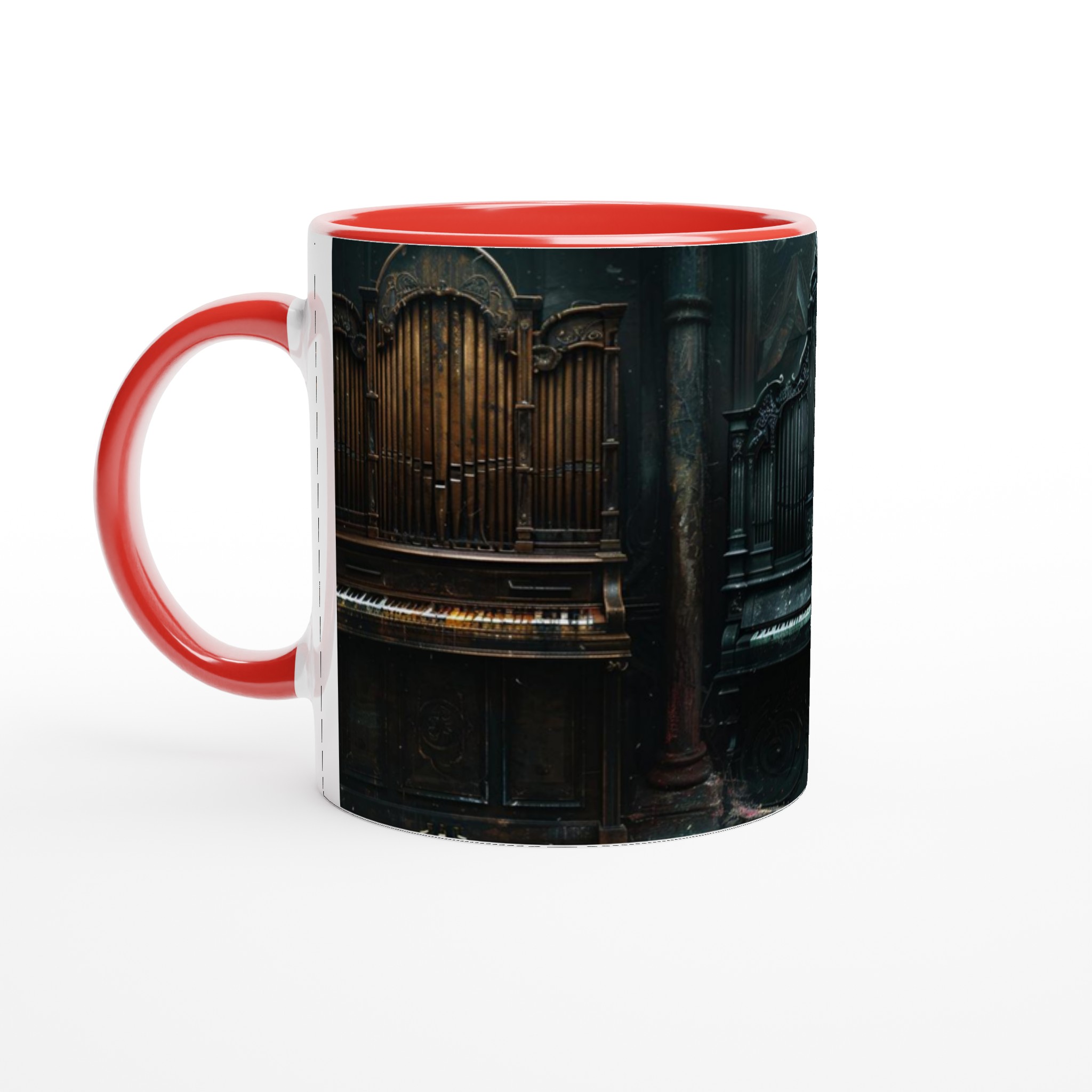Vit 11oz Keramisk Mugg med Gotiskt Orgelmotiv i Tidlös Elegans 2 483440e3-2ef4-4b2d-bccf-1ae1f65587fb